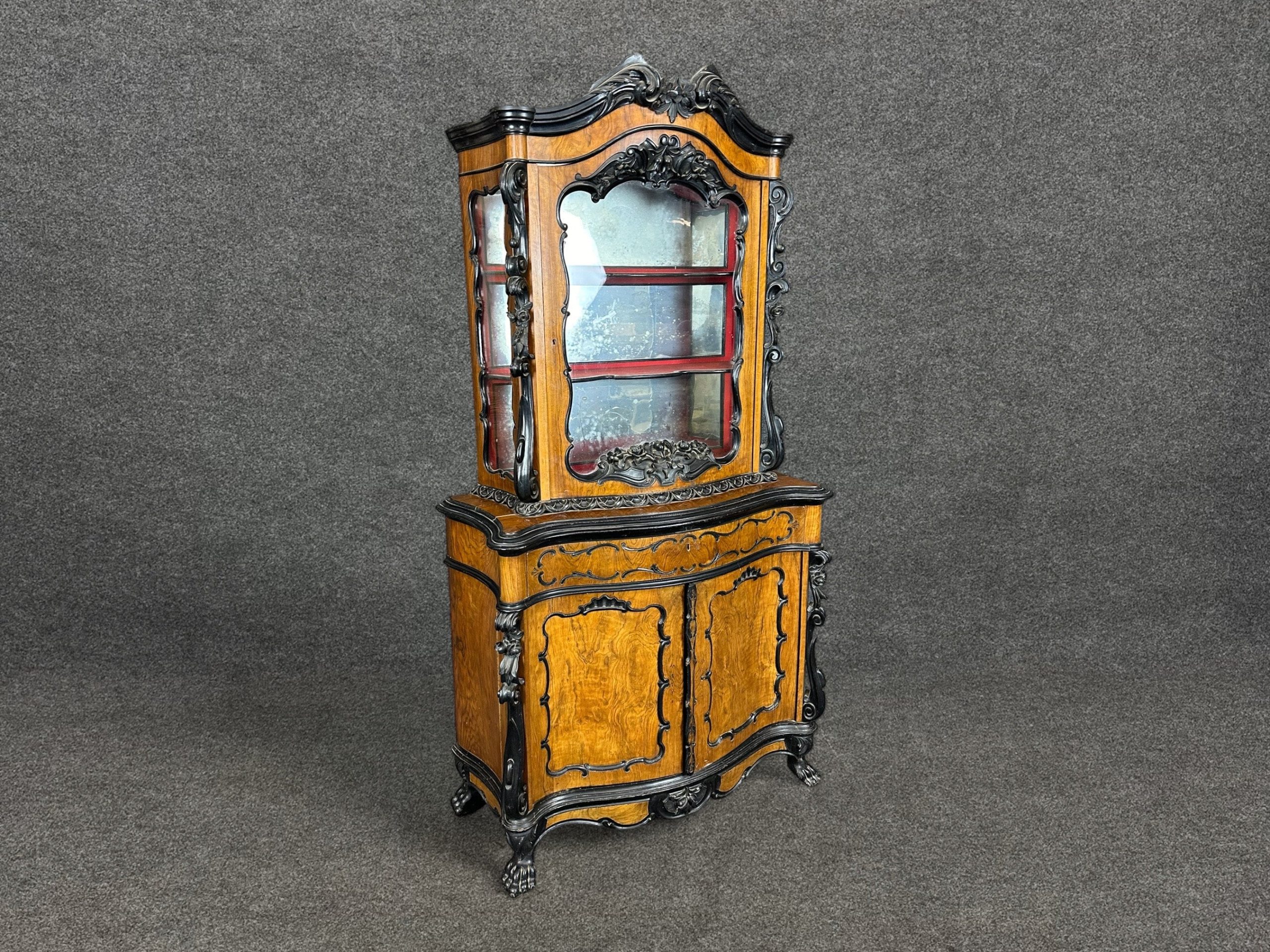 Antique 19th Century French 2 Piece Display Cabinet, China Cabinet