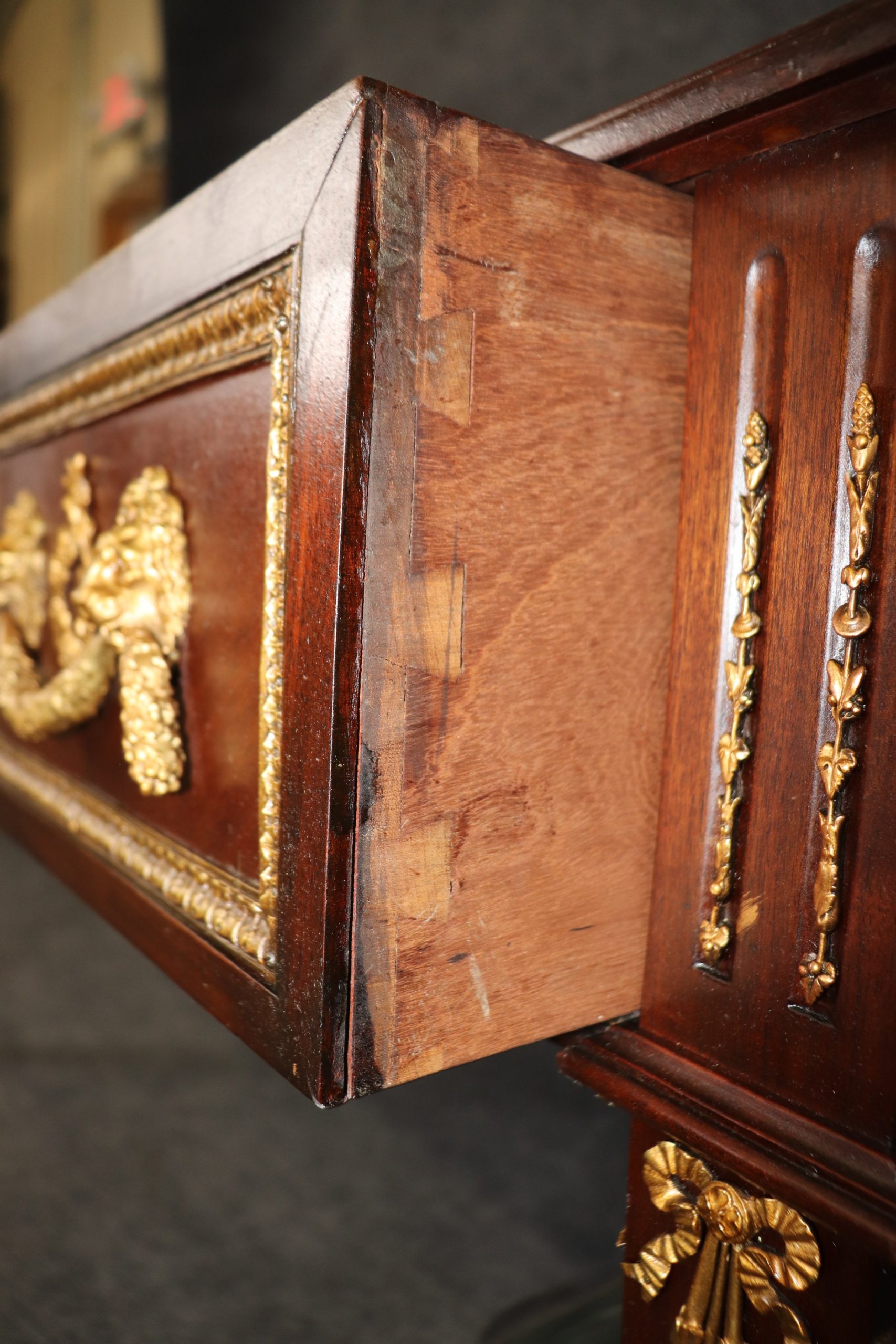 French Louis XVI Style Bronze Mounted Desk manner of Francois Linke, Executive Desk - Image 10