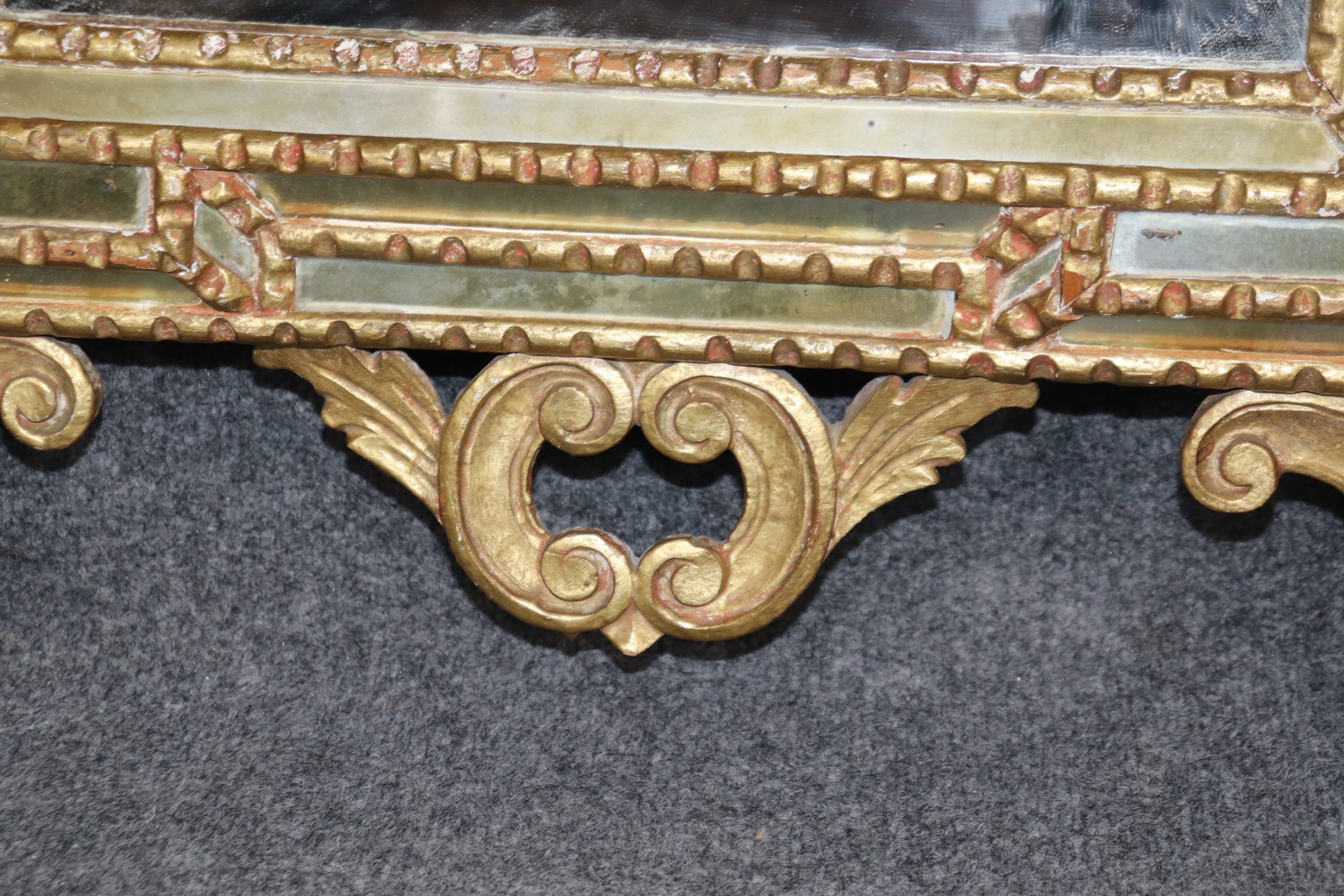 Antique 19th Century Italian Carved Gold Gilt Wall Hanging Mirror, Accent Mirror - Image 6