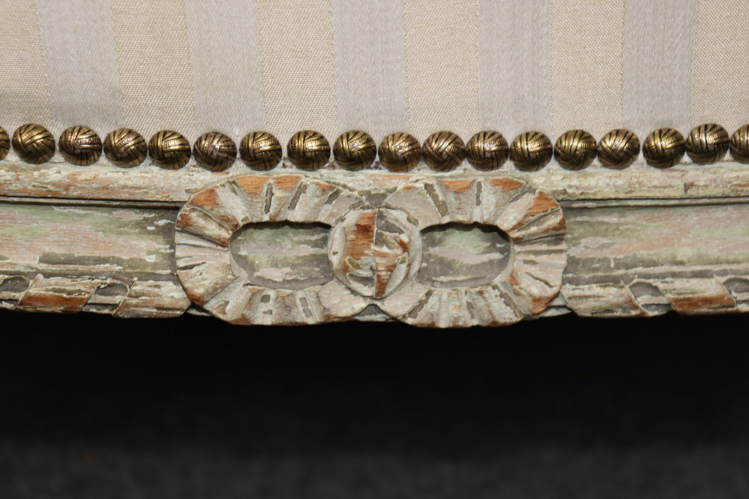 Antique French 19th Century Louis XVI Style Distressed Paint Decorated Settee, Loveseat - Image 5