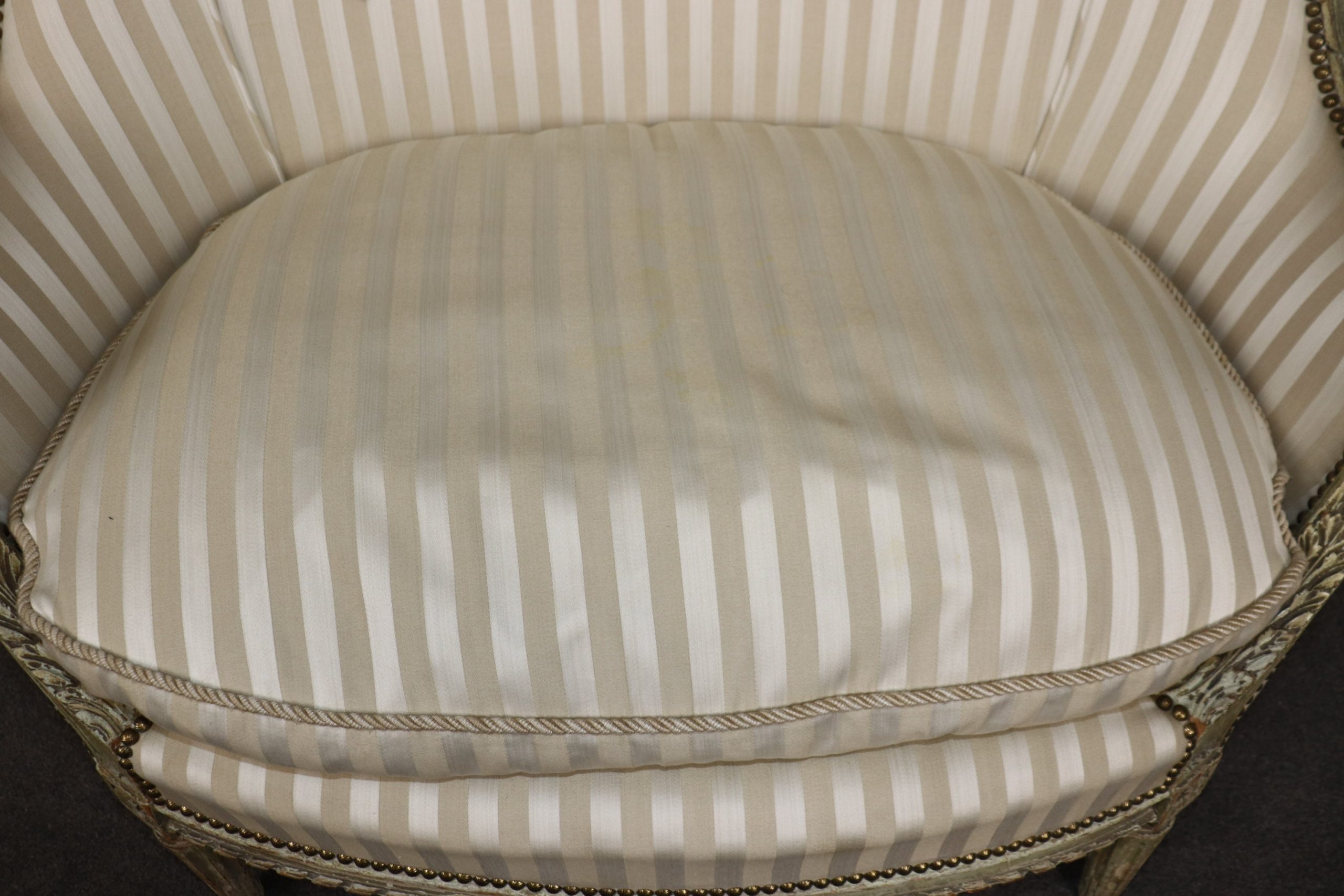 Antique French 19th Century Louis XVI Style Distressed Paint Decorated Settee, Loveseat - Image 9