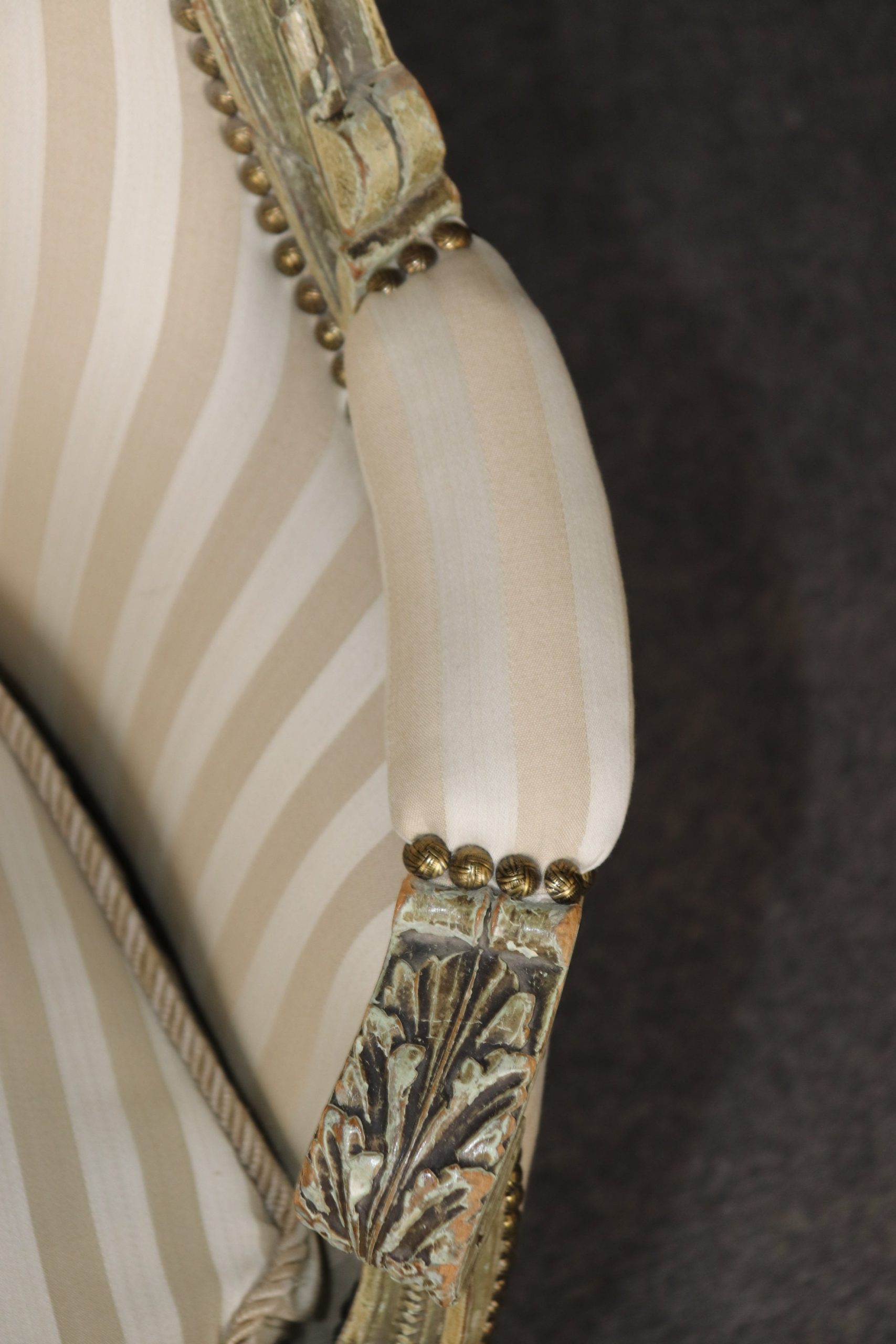 Antique French 19th Century Louis XVI Style Distressed Paint Decorated Settee, Loveseat - Image 10