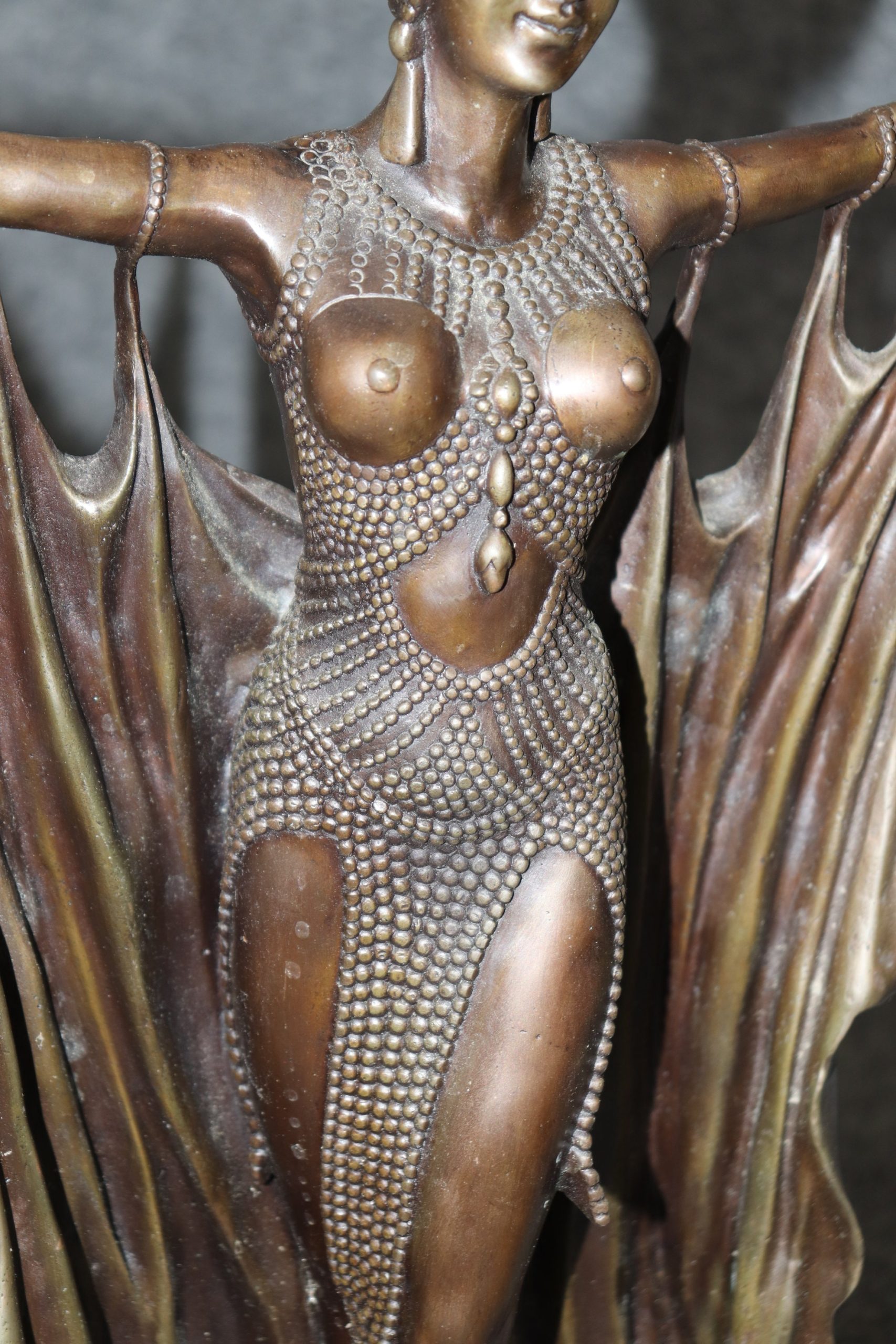 French Art Deco Bronze Sculpture of a Dancer after Demetre Chiparus, Bronze Statue - Image 7