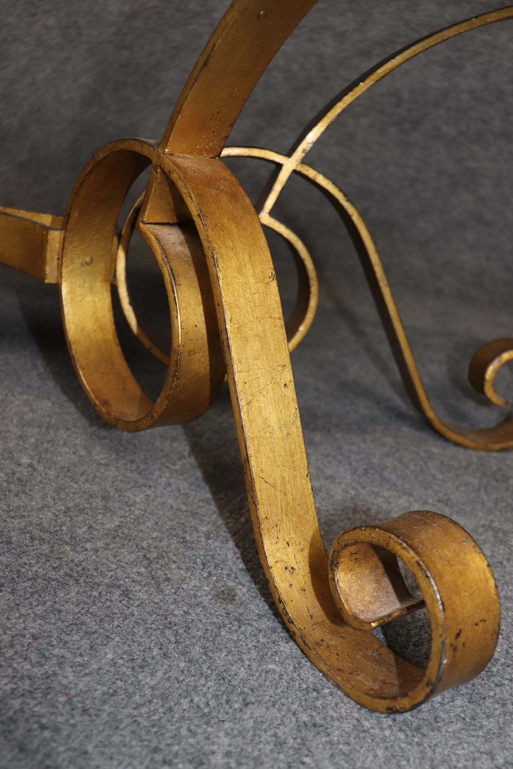 Vintage Hollywood Regency Gilt Metal Upholstered Bench, Footstool - Image 8