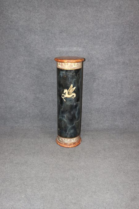 Vintage Continental Style Paint Decorated Faux Marble Top Pedestal, Plant Stand