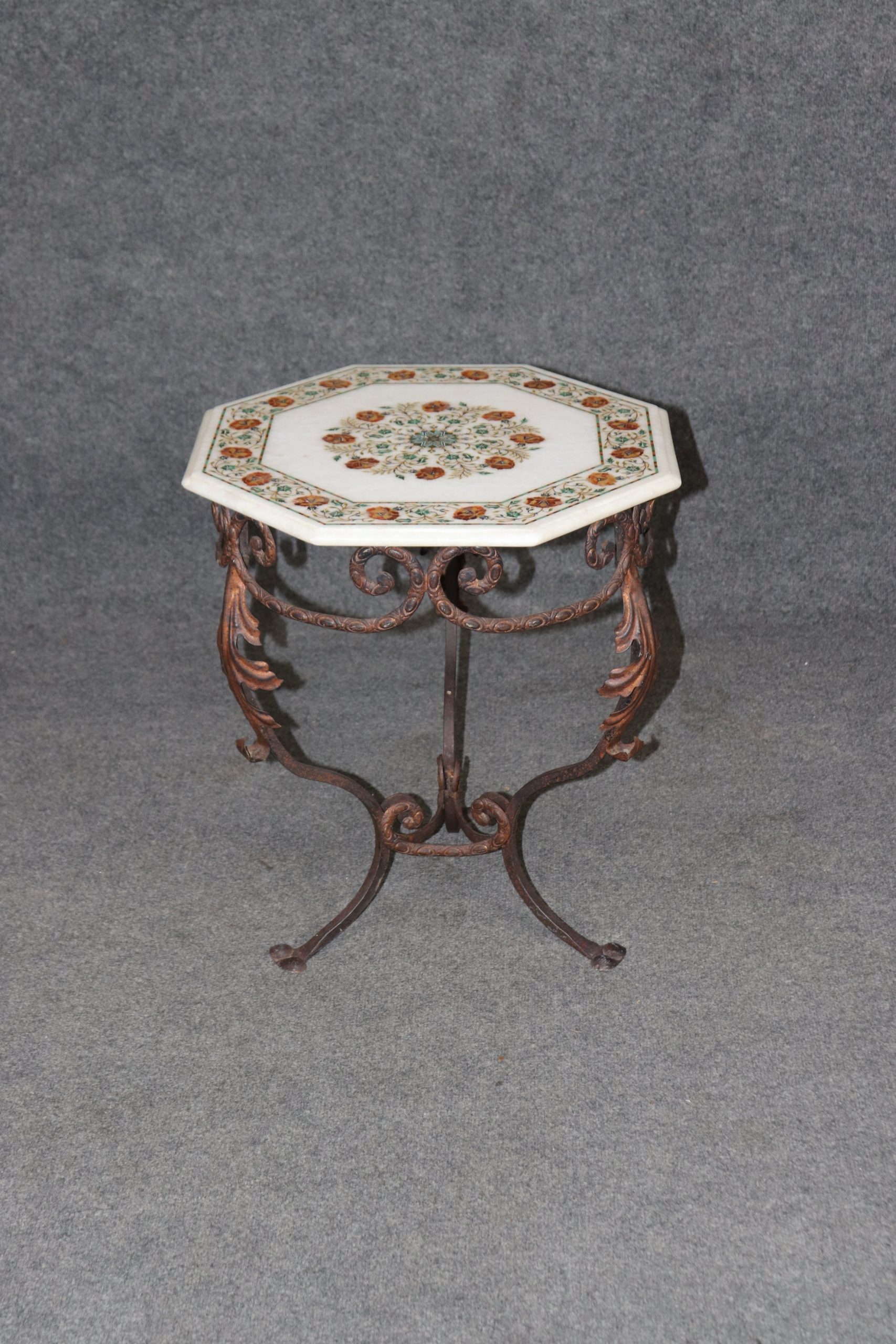 Vintage Italian Accent Table with Pietra Dura Top, Side Table