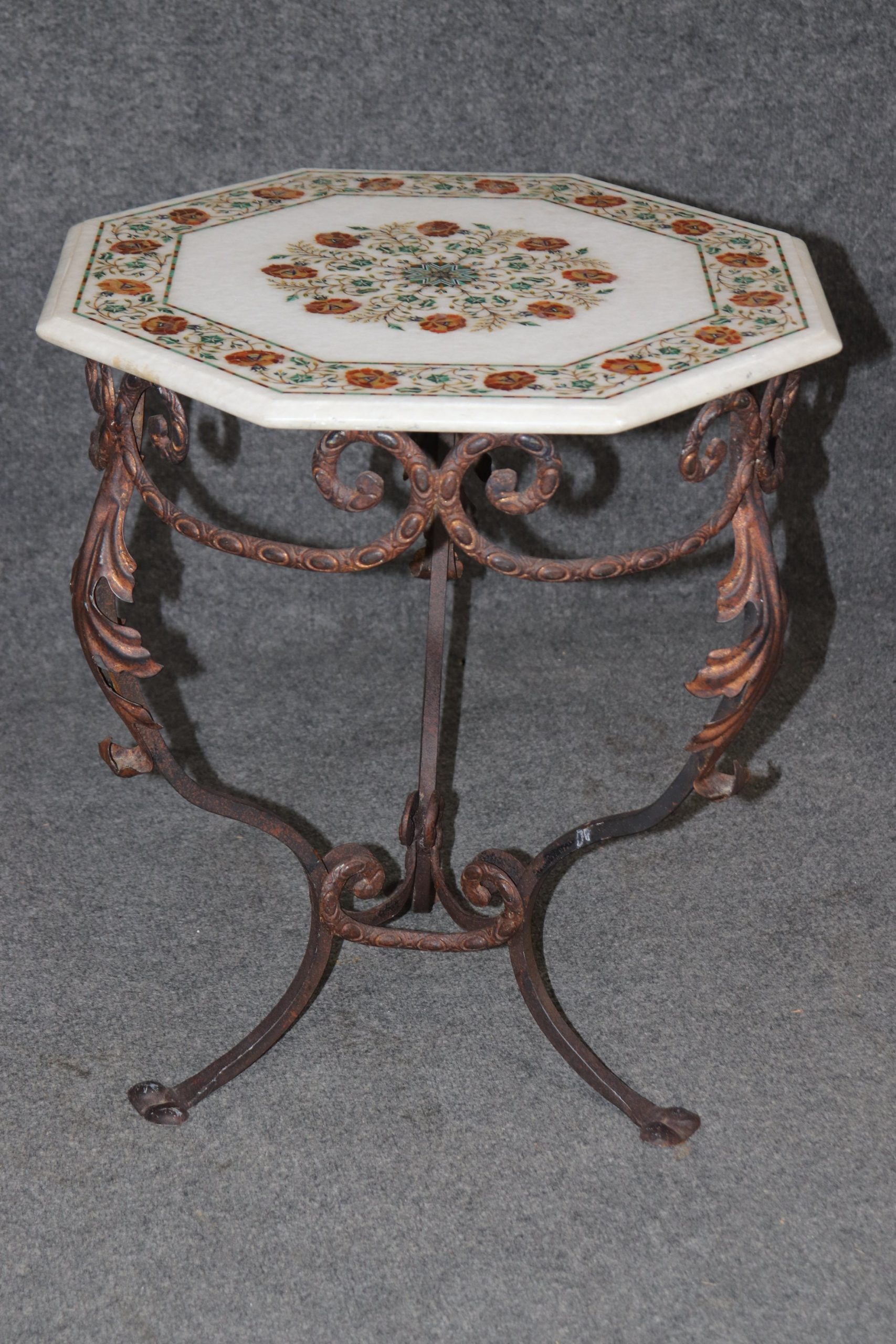Vintage Italian Accent Table with Pietra Dura Top, Side Table - Image 3