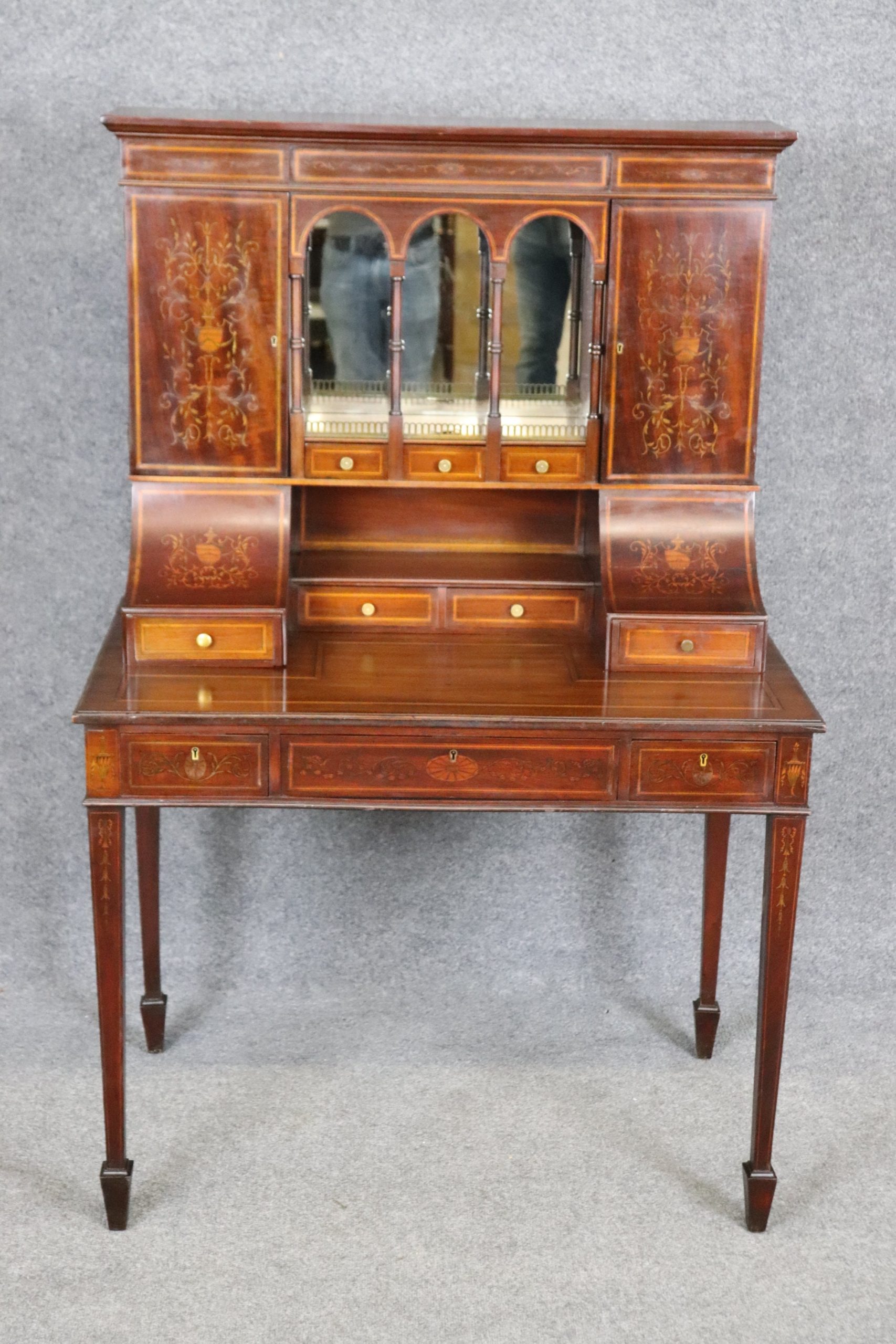 Antique 19th Century Edwardian Style Inlaid Desk, Antiques - Image 2