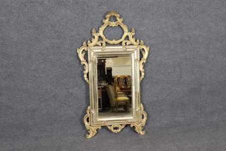 Antique 19th Century Italian Carved Gold Gilt Wall Hanging Mirror, Accent Mirror