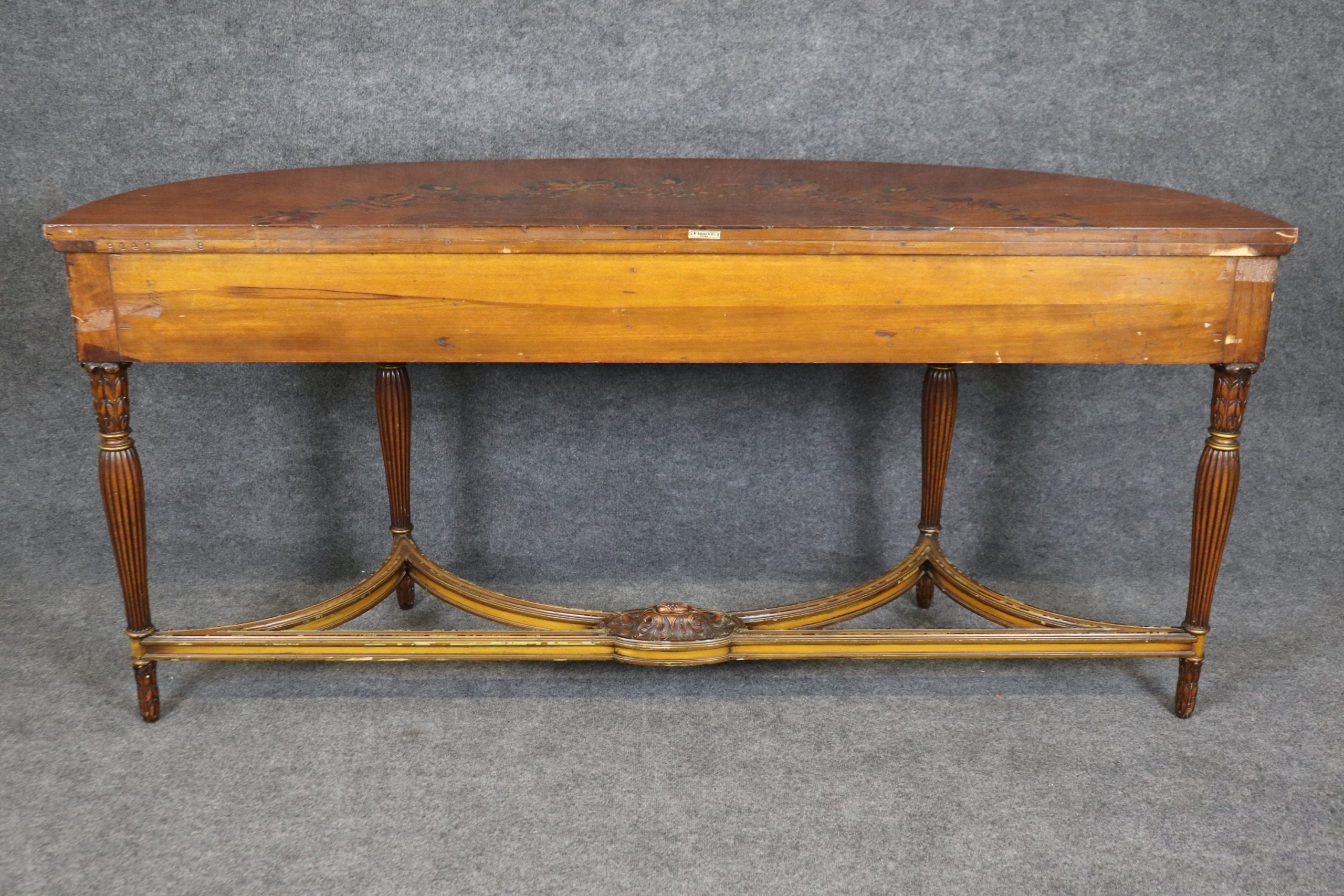 Vintage Adams Style Demilune Console Table: Painted Accent Sofa Table - Image 3