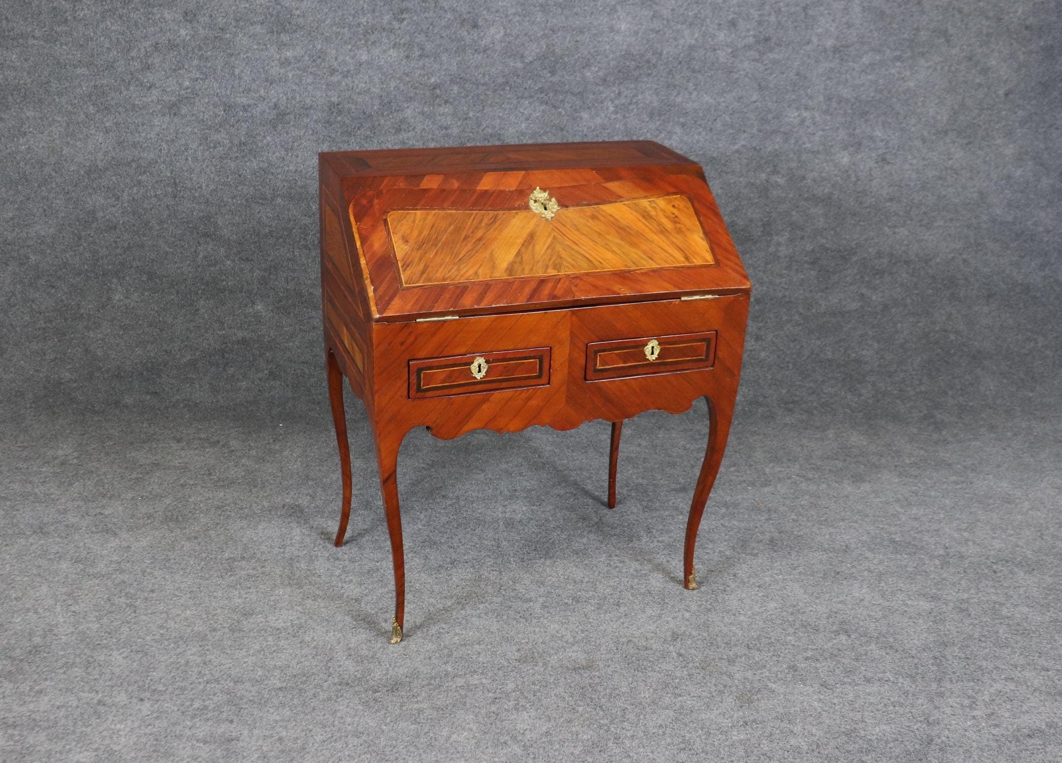 Antique 18th Century Louis XV Inlaid Bronze Mounted Secretaire, Ladies Desk