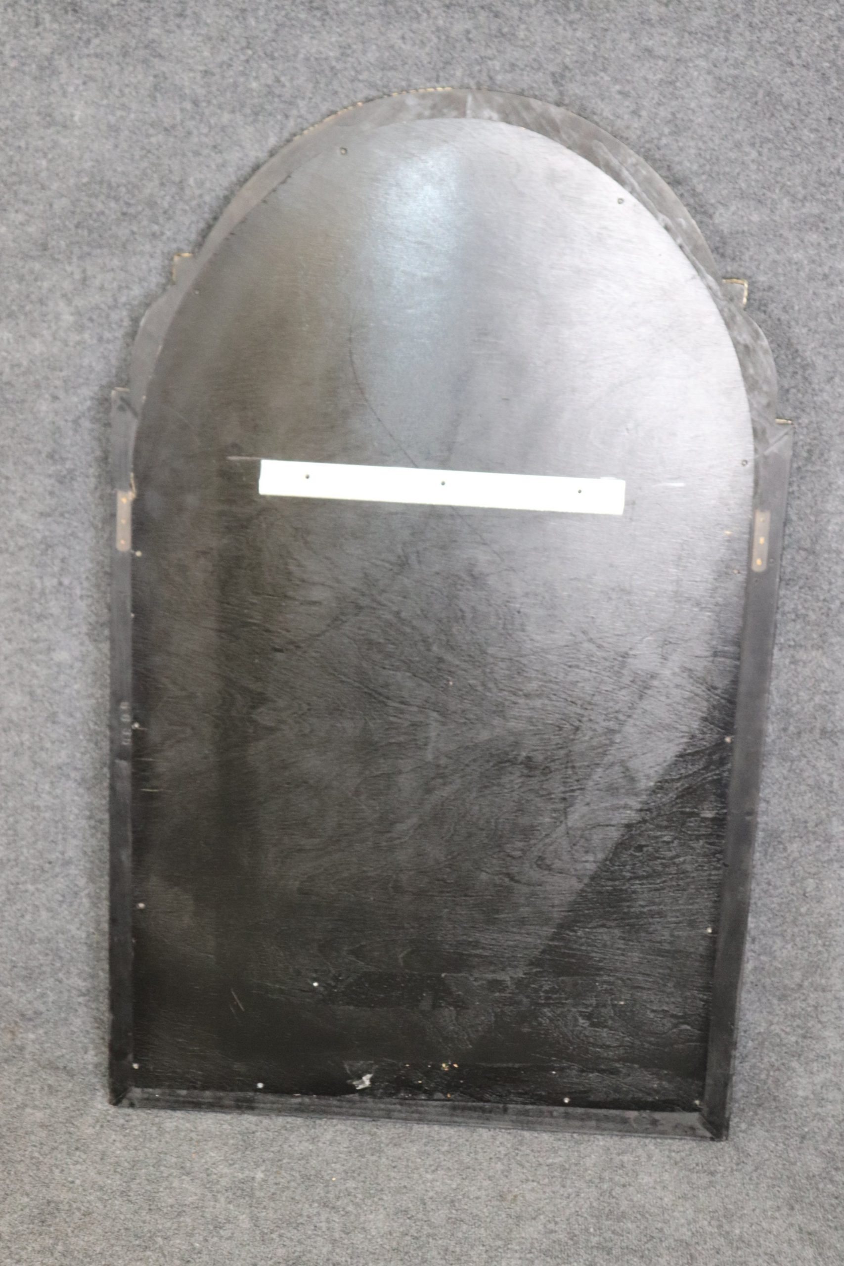 Vintage Ebonized Chinoiserie Etched Panel Wall Hanging Mirror manner of Maison Jansen, Lacquered Mirror - Image 3