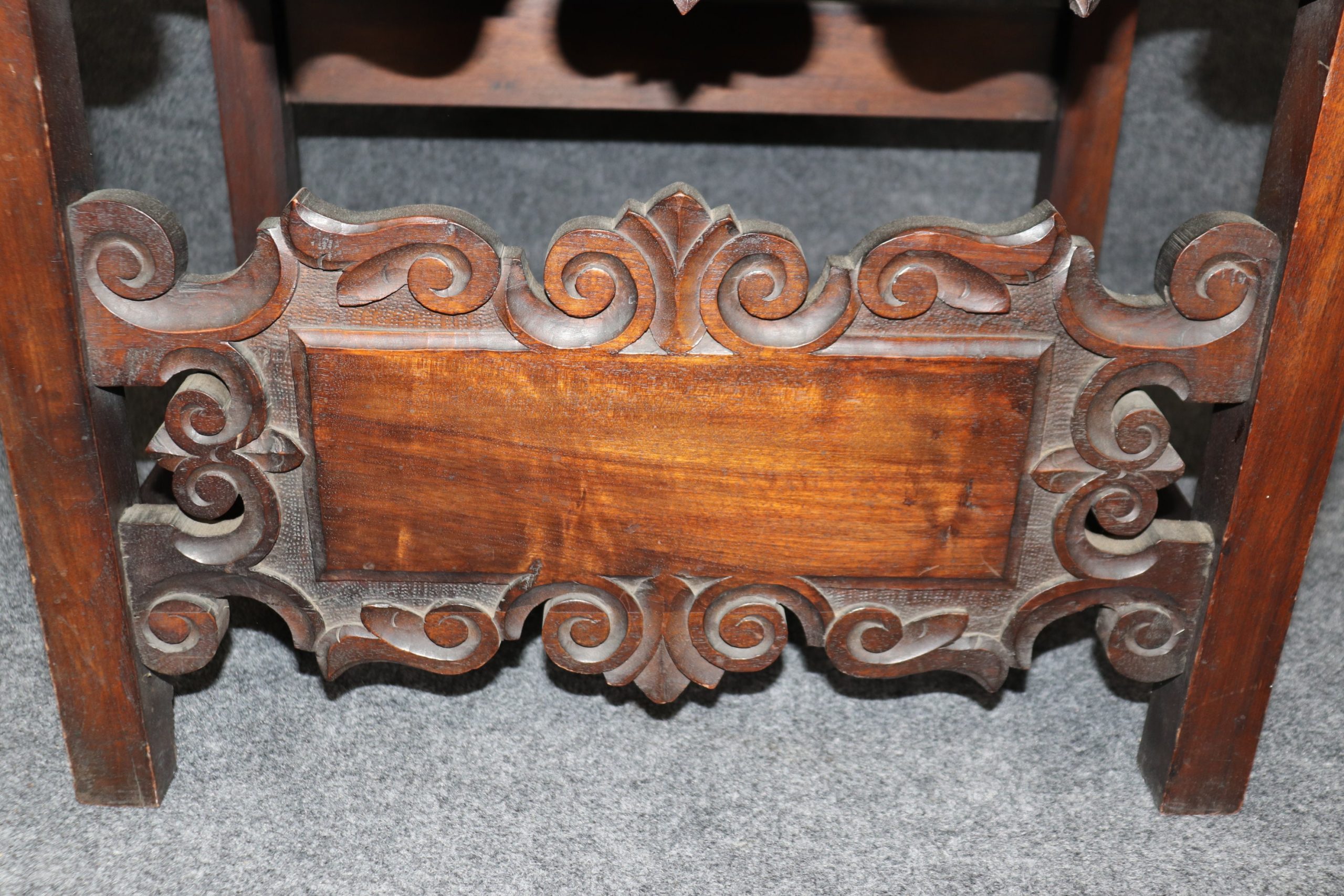 Antique Victorian Carved Mahogany Armchair: Late 19th Century Accent Chair - Image 8