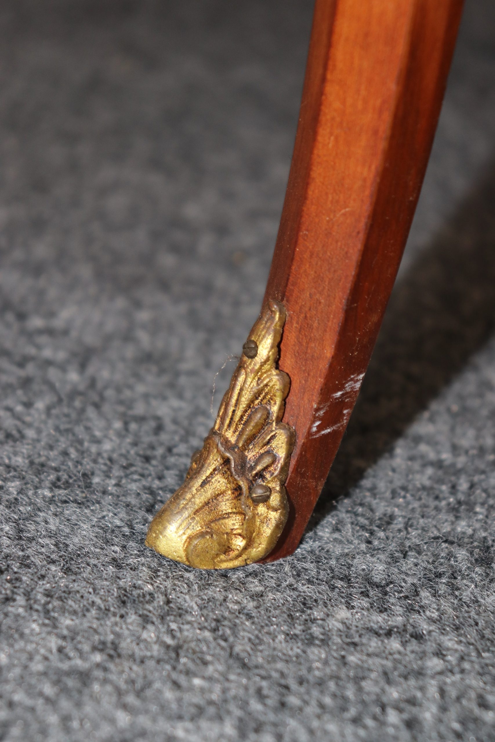 Pair Louis XV Style Brass Mounted Inlaid Marble Top End Tables Side Tables, Accent Tables - Image 10