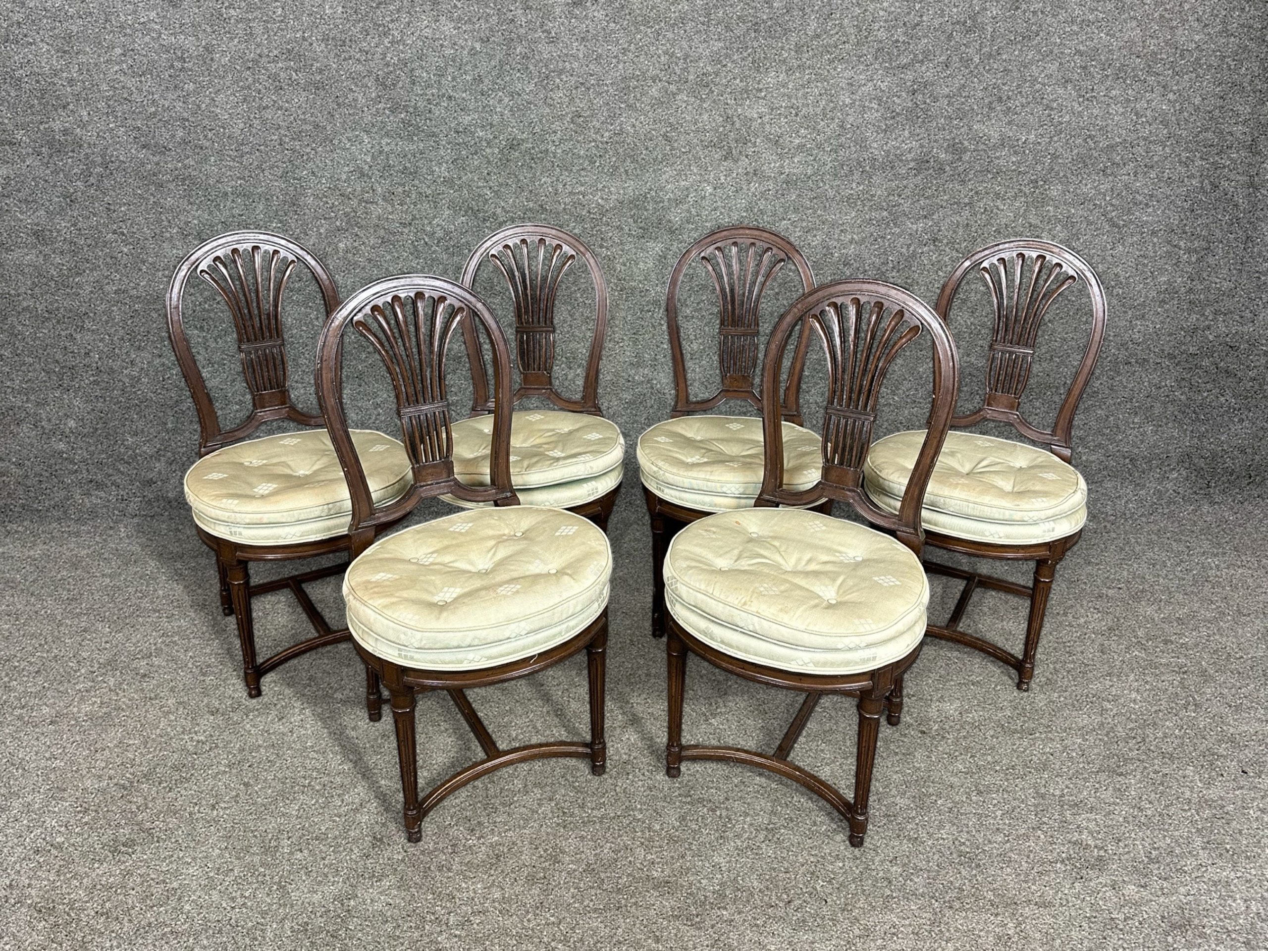 6 Louis XVI Style Balloon Back Side Chairs, Vintage Chairs