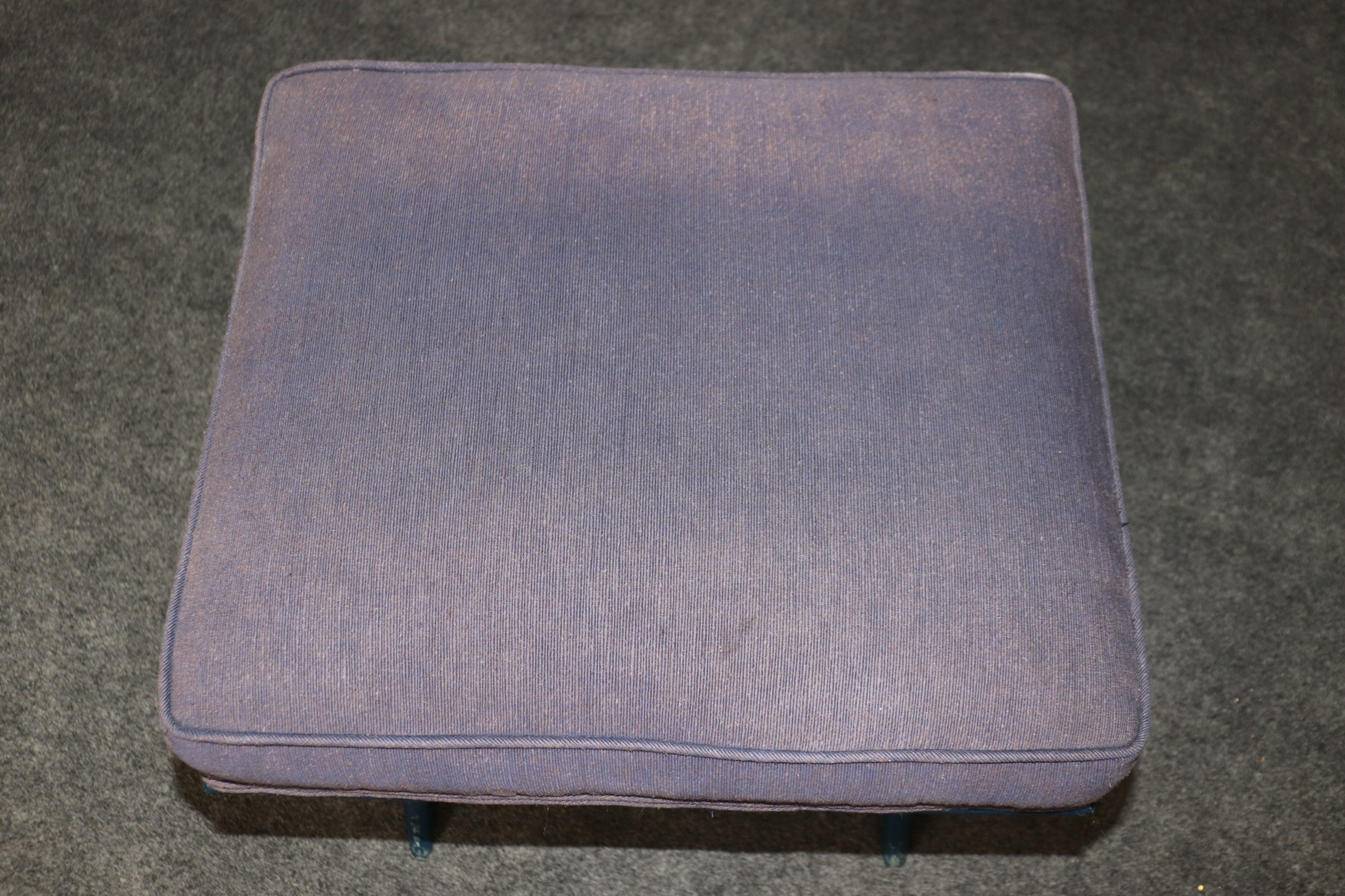 Mid Century Pair of Blue Regency Style X Benches, Footstools - Image 5