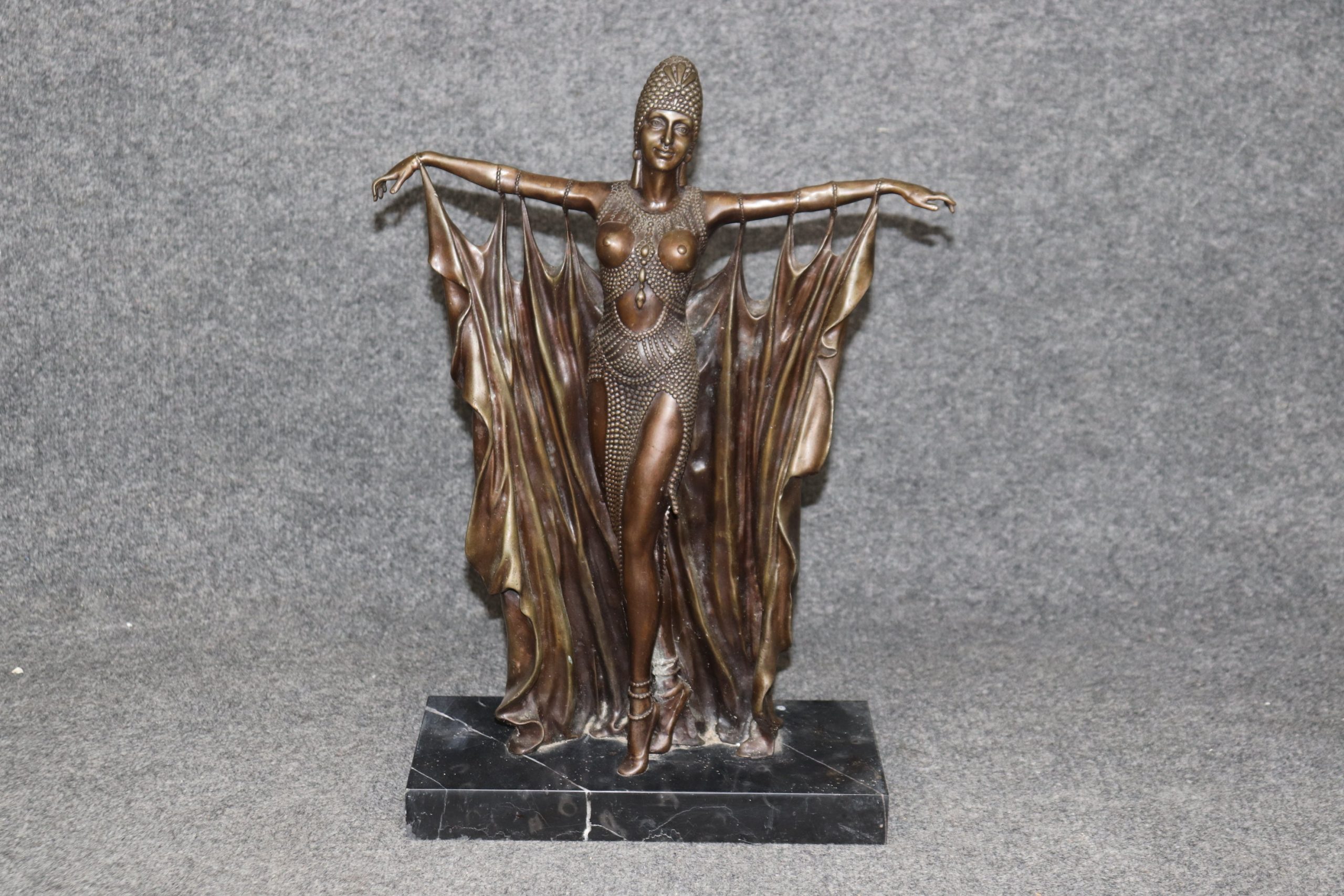 French Art Deco Bronze Sculpture of a Dancer after Demetre Chiparus, Bronze Statue - Image 2