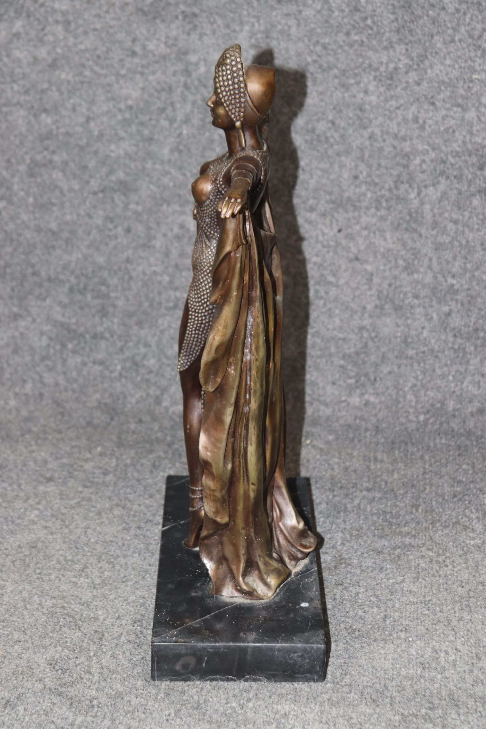 French Art Deco Bronze Sculpture of a Dancer after Demetre Chiparus, Bronze Statue - Image 3
