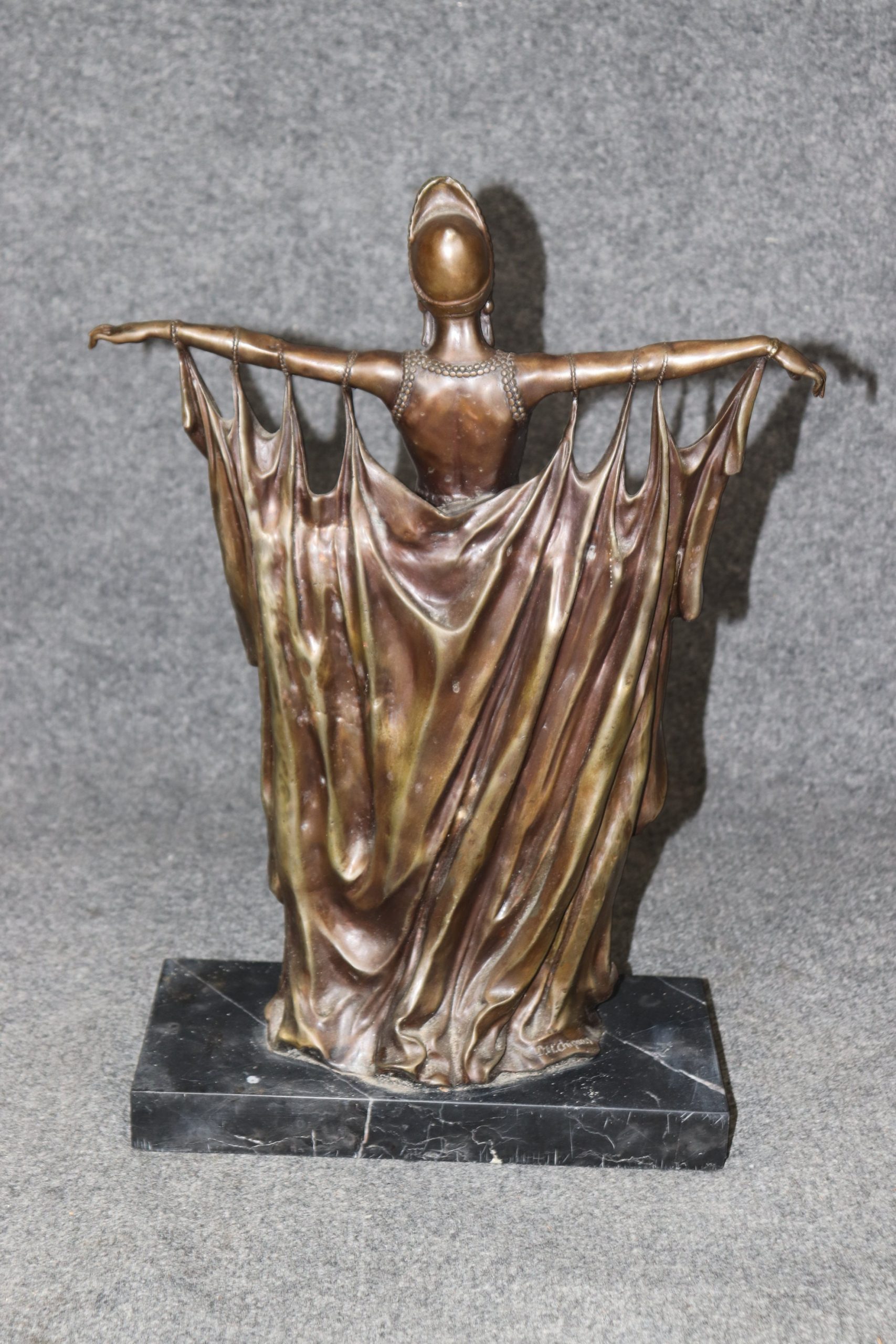 French Art Deco Bronze Sculpture of a Dancer after Demetre Chiparus, Bronze Statue - Image 4