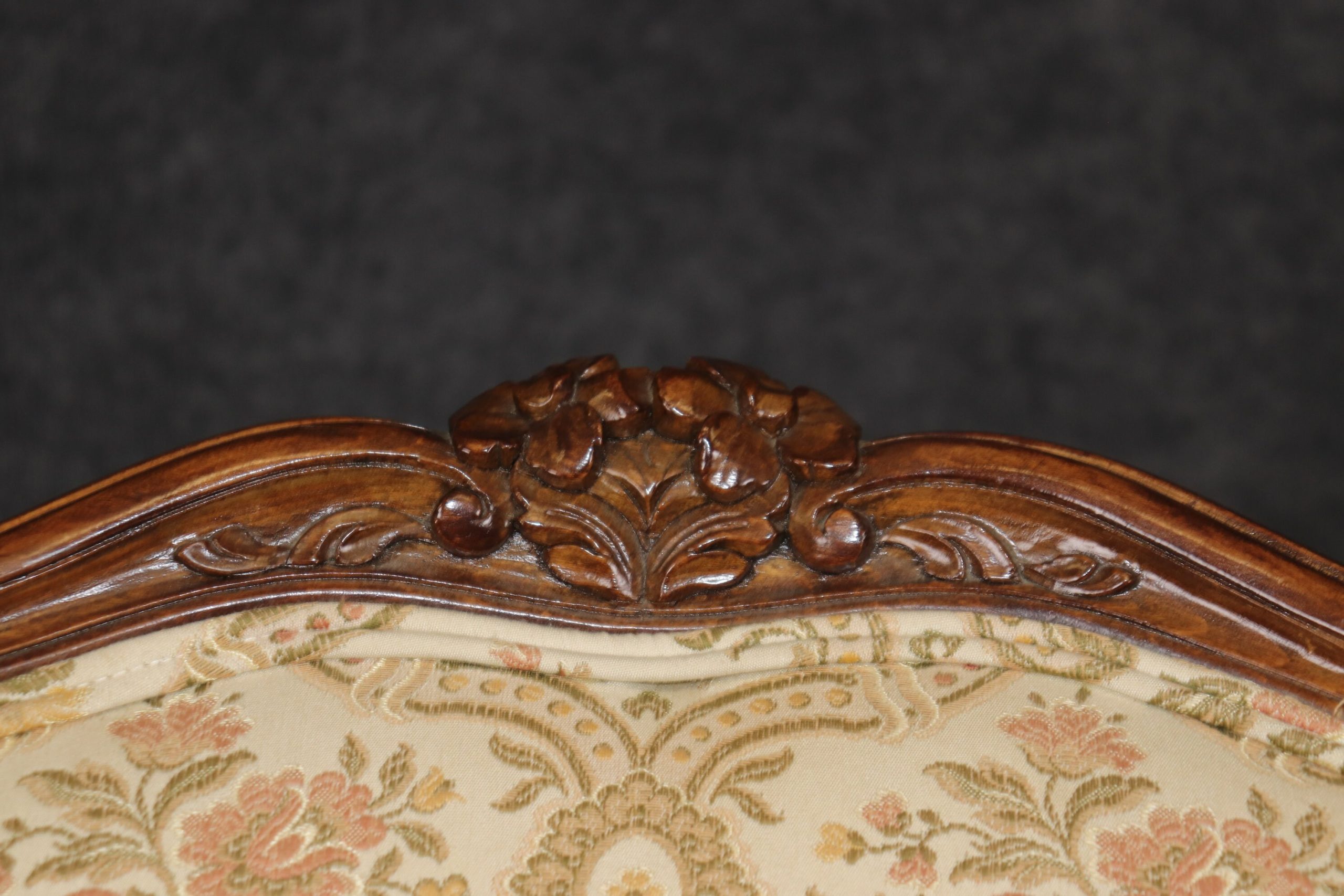 Vintage Louis XV Style Armchairs: Floral Upholstered Bergeres, Pair - Image 9