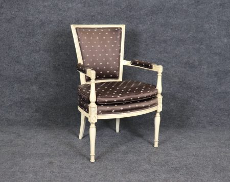 Louis XVI Style Creme Painted Armchair: Vintage French Accent Chair