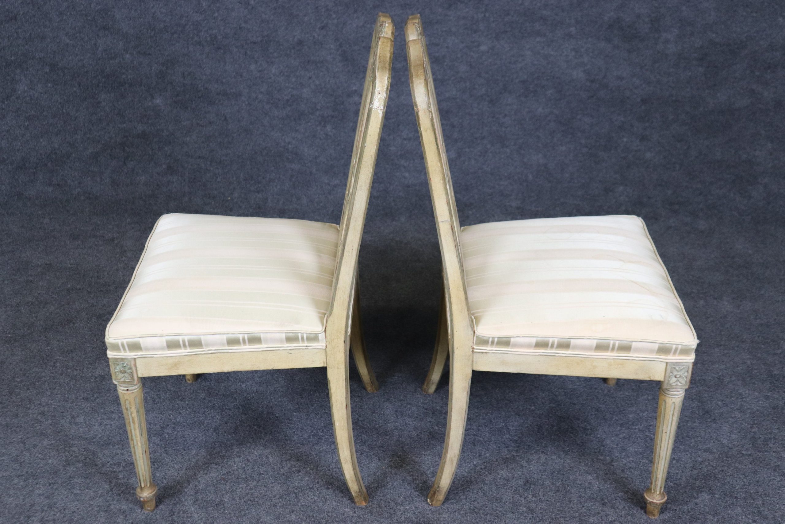 Vintage Louis XVI Style Side Chairs: Paint Decorated Accent Chairs, 1940s - Image 3