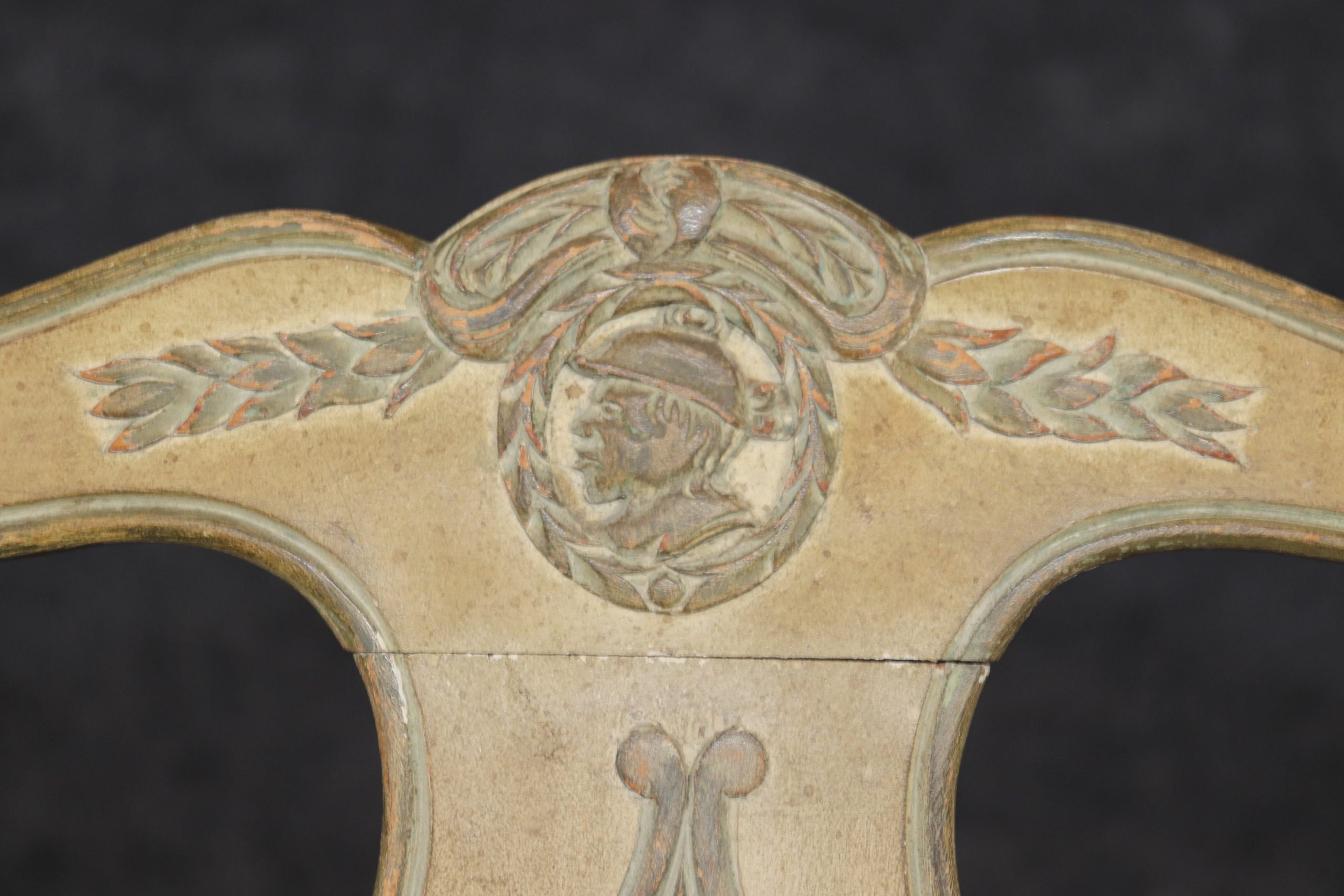 Vintage Louis XVI Style Side Chairs: Paint Decorated Accent Chairs, 1940s - Image 9