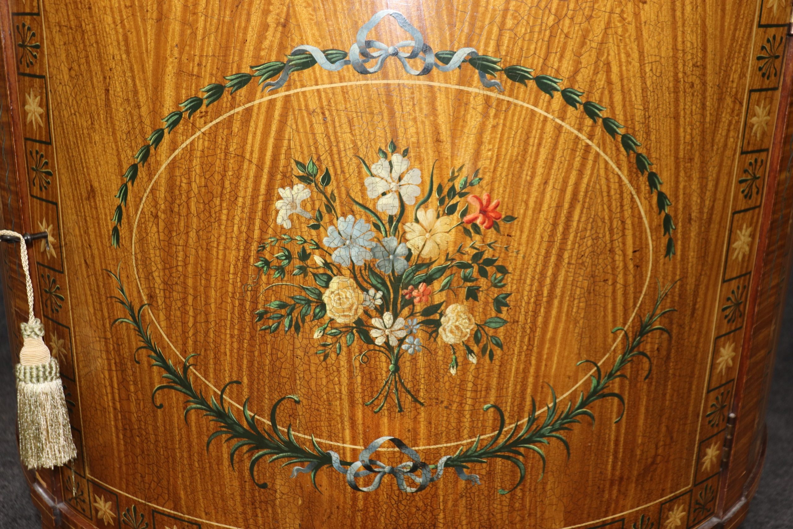 Vintage Adams Style Paint Decorated Demilune Commode Cabinet - Image 6