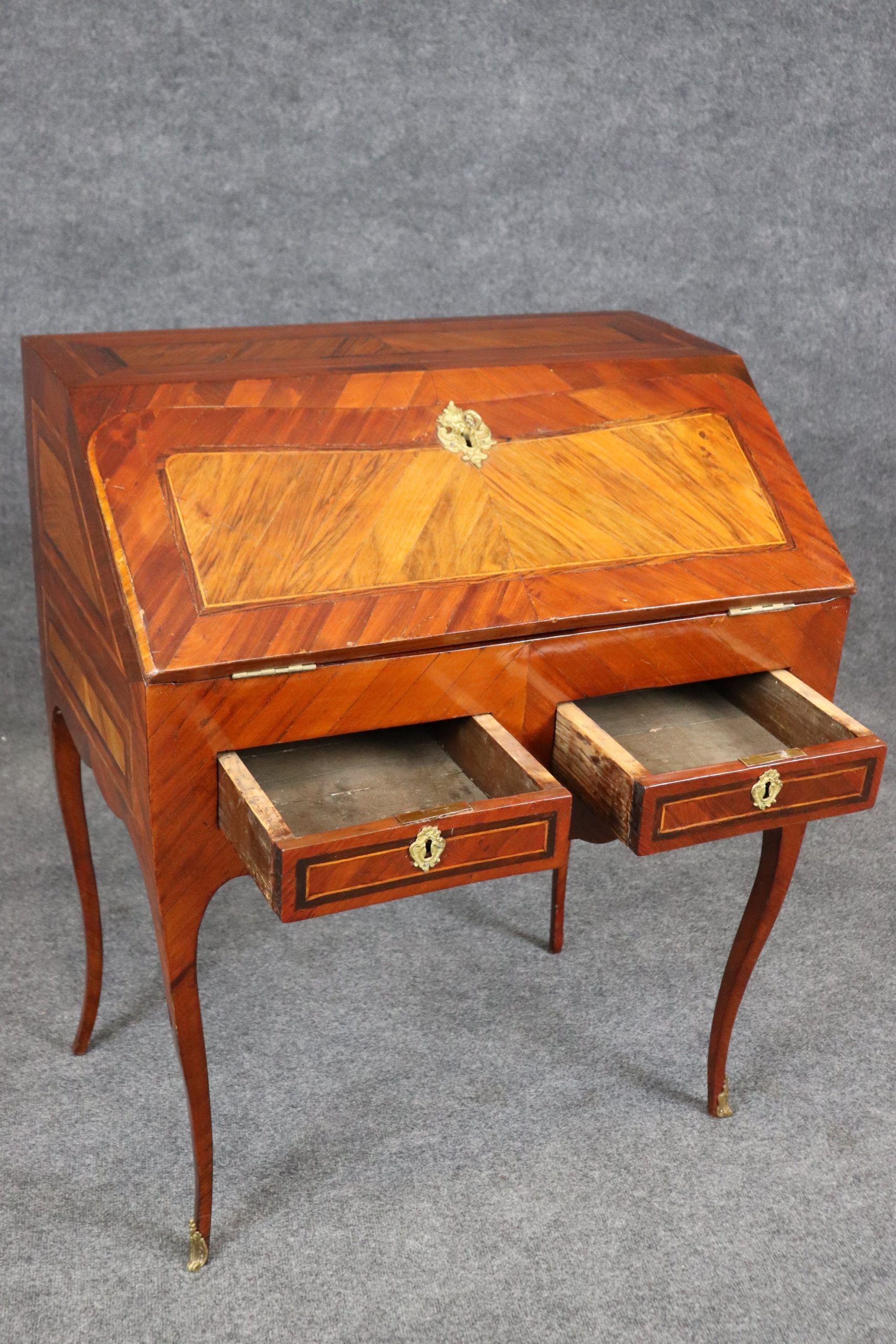 Antique 18th Century Louis XV Inlaid Bronze Mounted Secretaire, Ladies Desk - Image 5