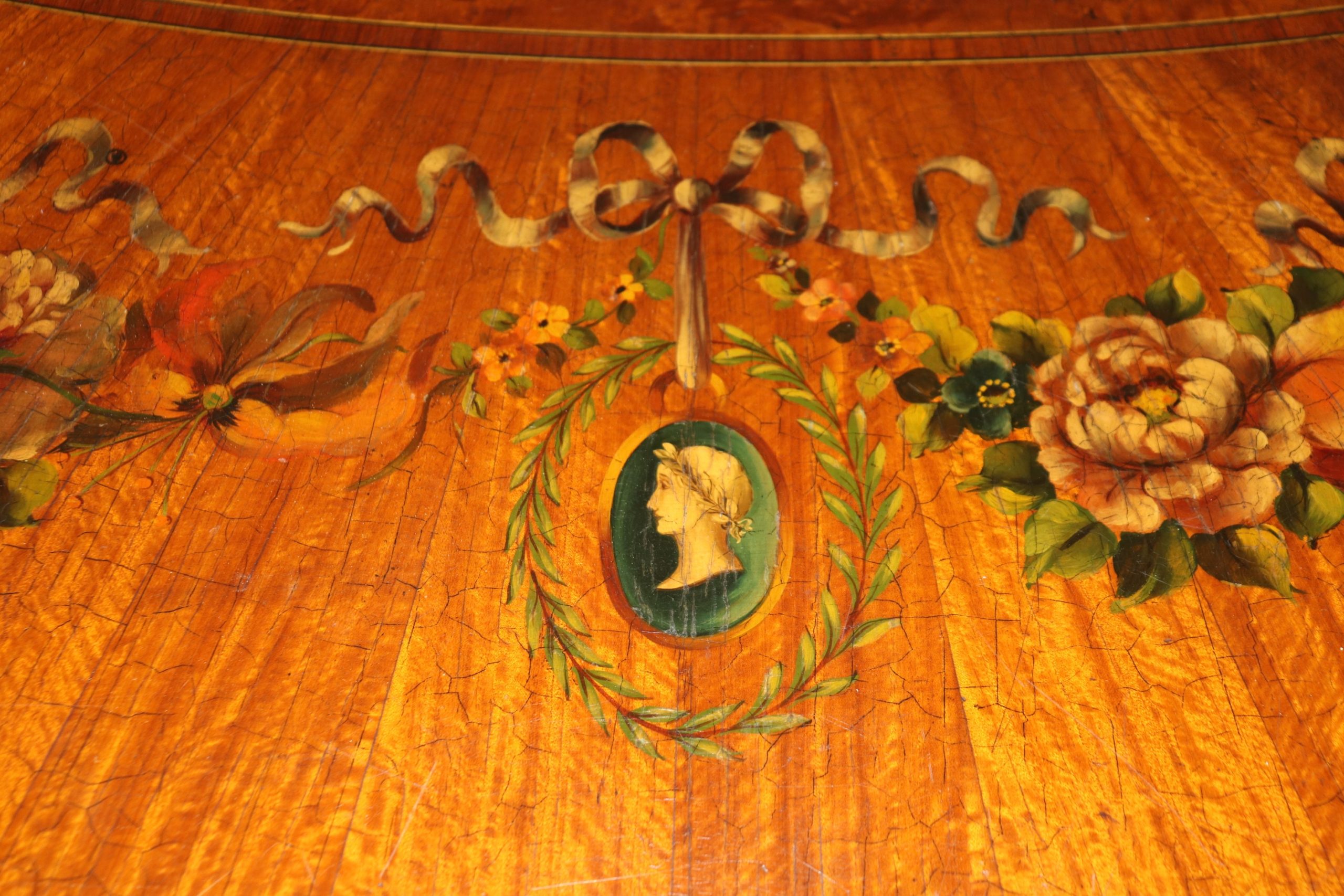 Vintage Adams Style Demilune Console Table: Painted Accent Sofa Table - Image 10