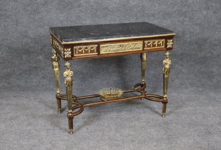 Louis XVI Style Marble Top Accent Table in the Manner of Adam Weisweiler, Home Decor