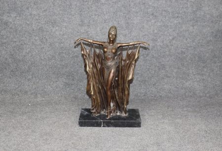 French Art Deco Bronze Sculpture of a Dancer after Demetre Chiparus, Bronze Statue