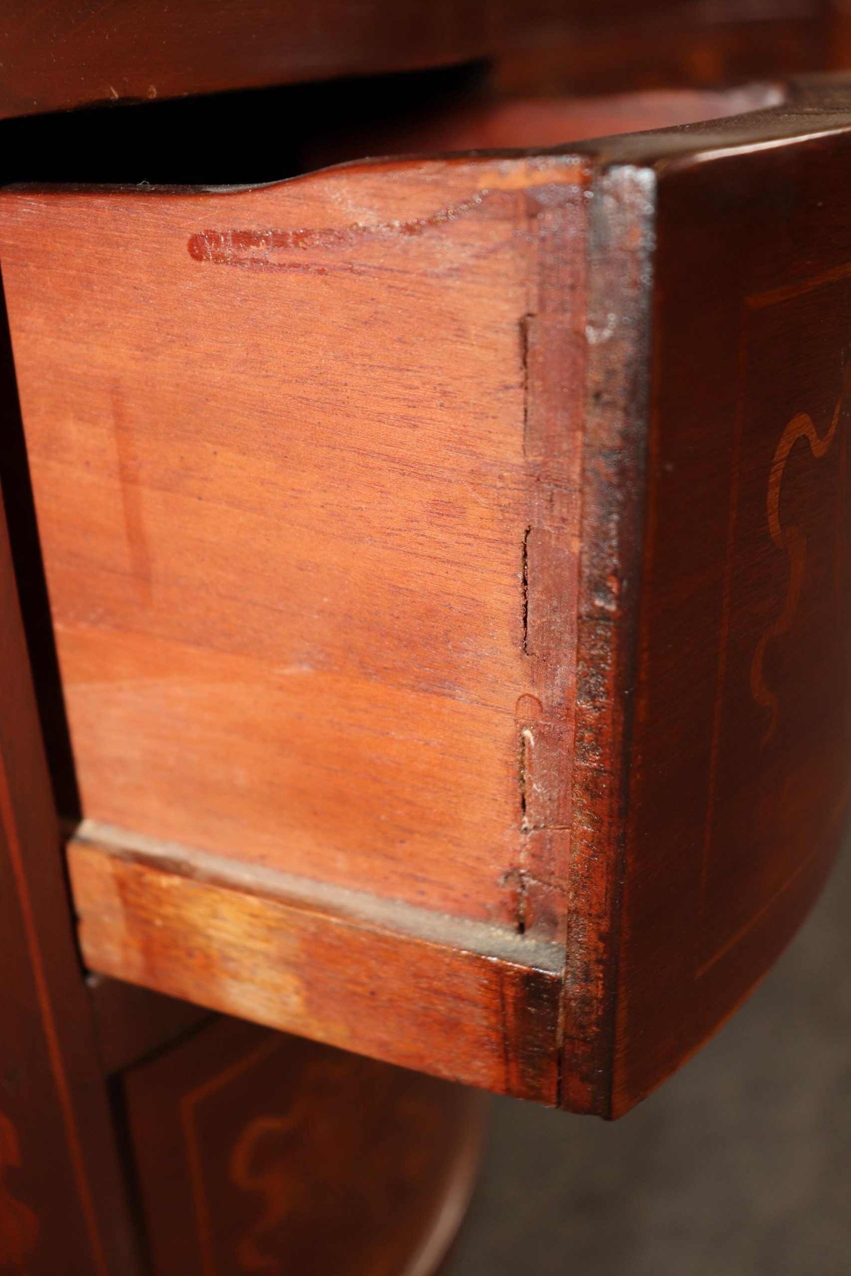 Antique Edwardian Inlaid Kidney Writing Desk with Drawers - Image 6
