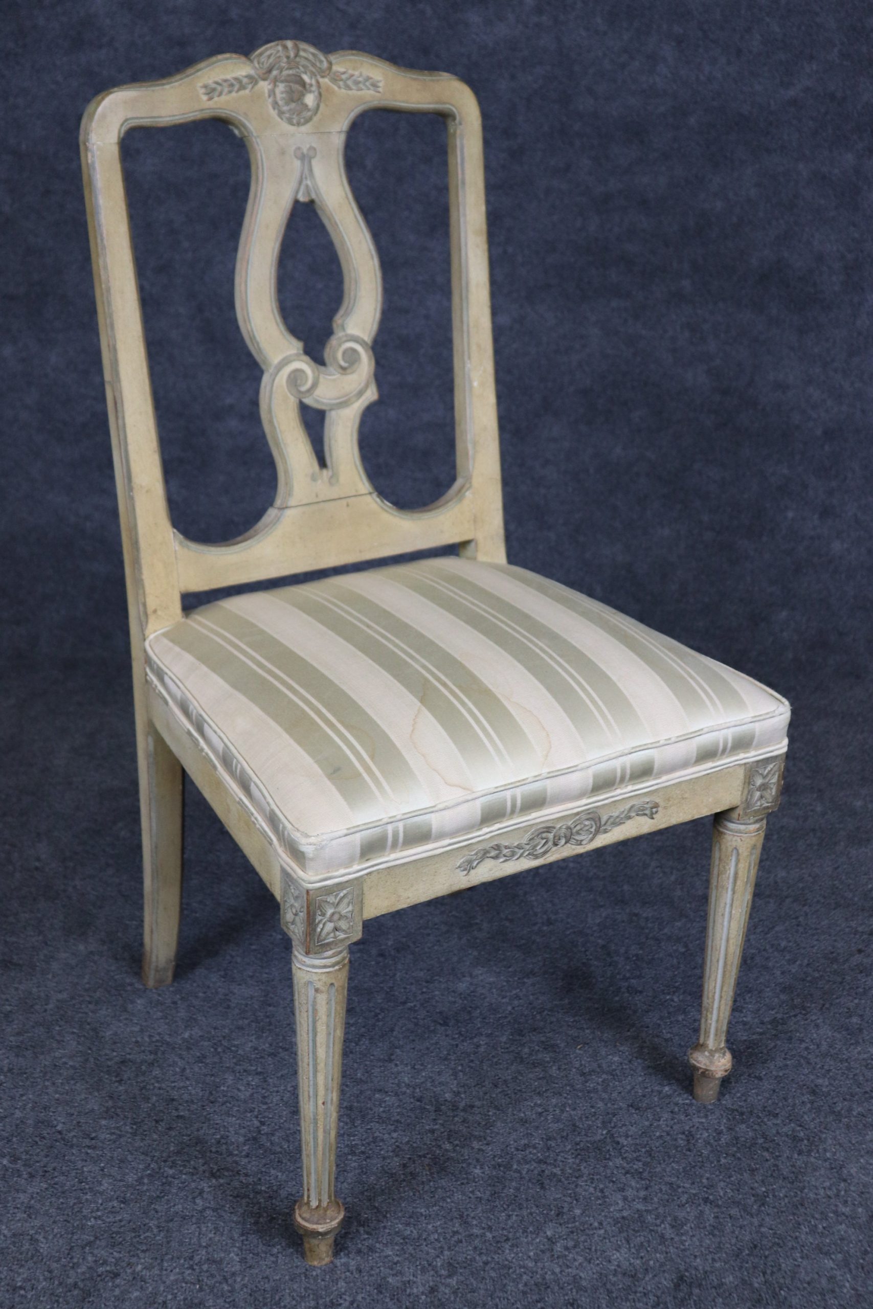Vintage Louis XVI Style Side Chairs: Paint Decorated Accent Chairs, 1940s - Image 5
