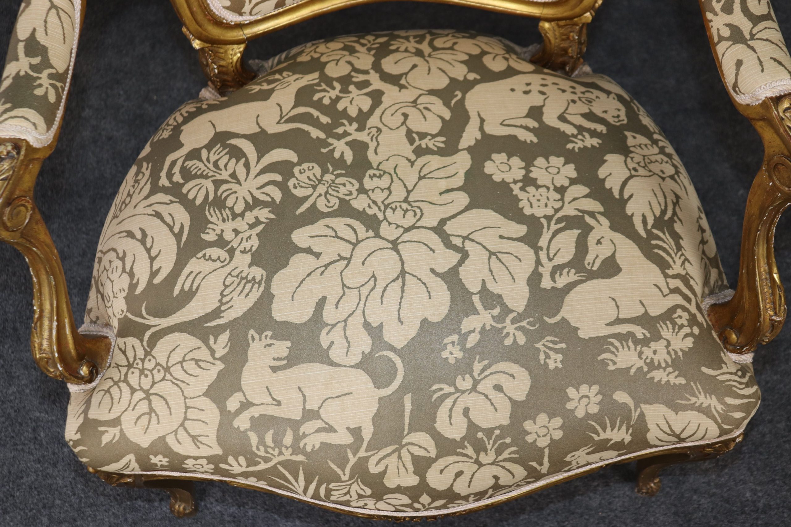 Vintage Louis XV Style Armchairs: Carved Gold Gilt Accent Chairs - Image 10