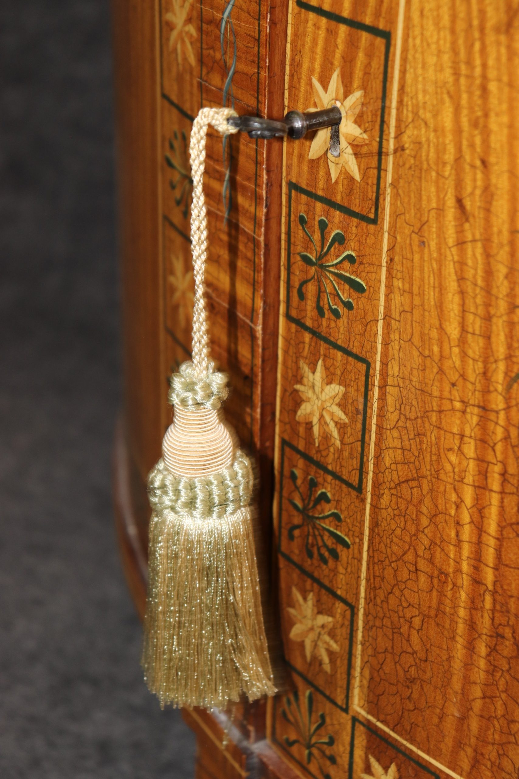 Vintage Adams Style Paint Decorated Demilune Commode Cabinet - Image 9