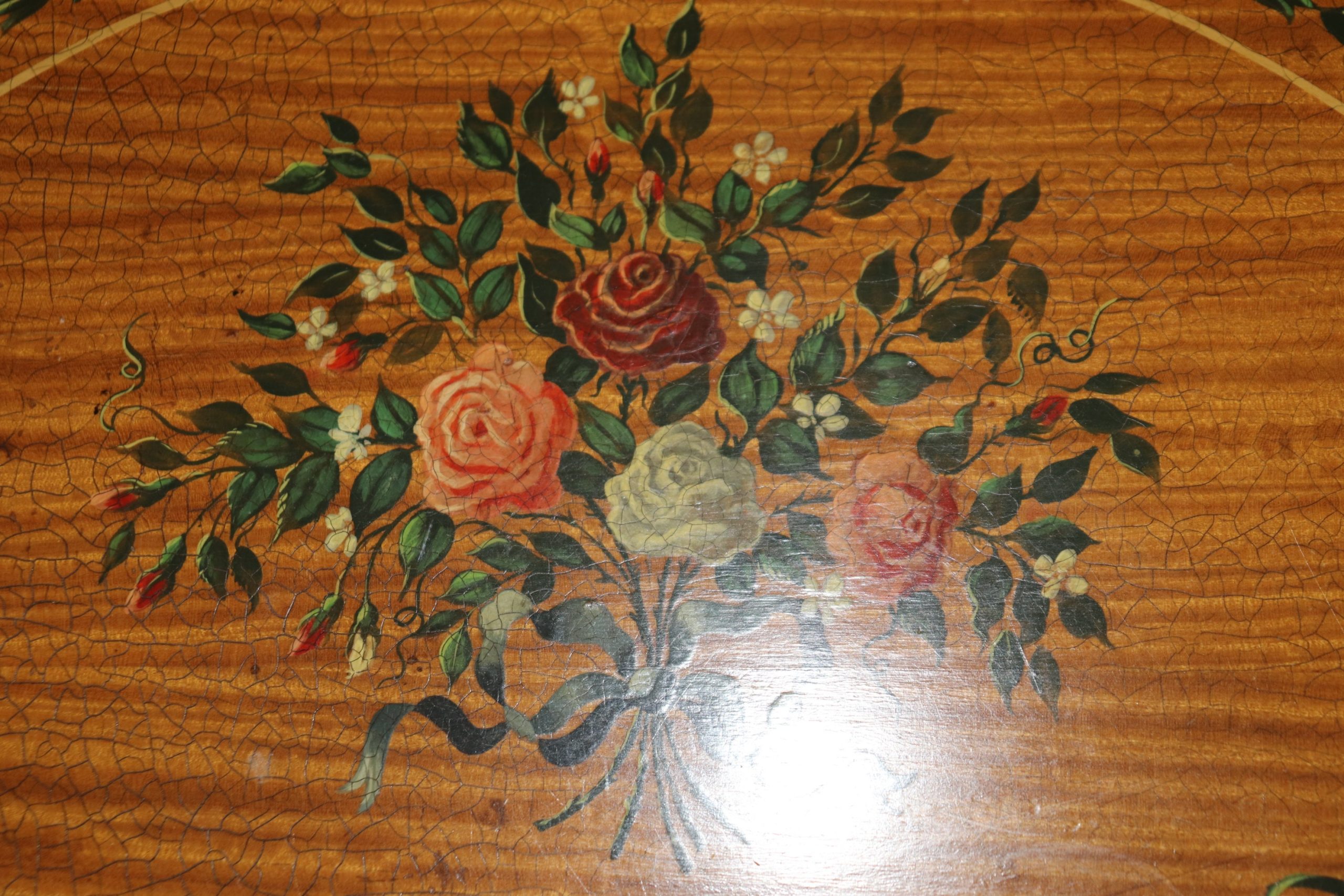 Vintage Adams Style Paint Decorated Demilune Commode Cabinet - Image 10