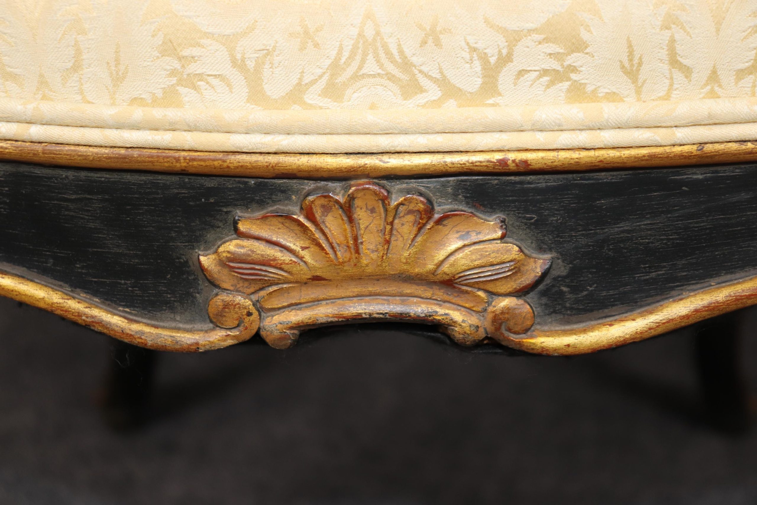 Antique Louis XV Style Side Chairs: Ebonized Gilt Accent Chairs - Image 7