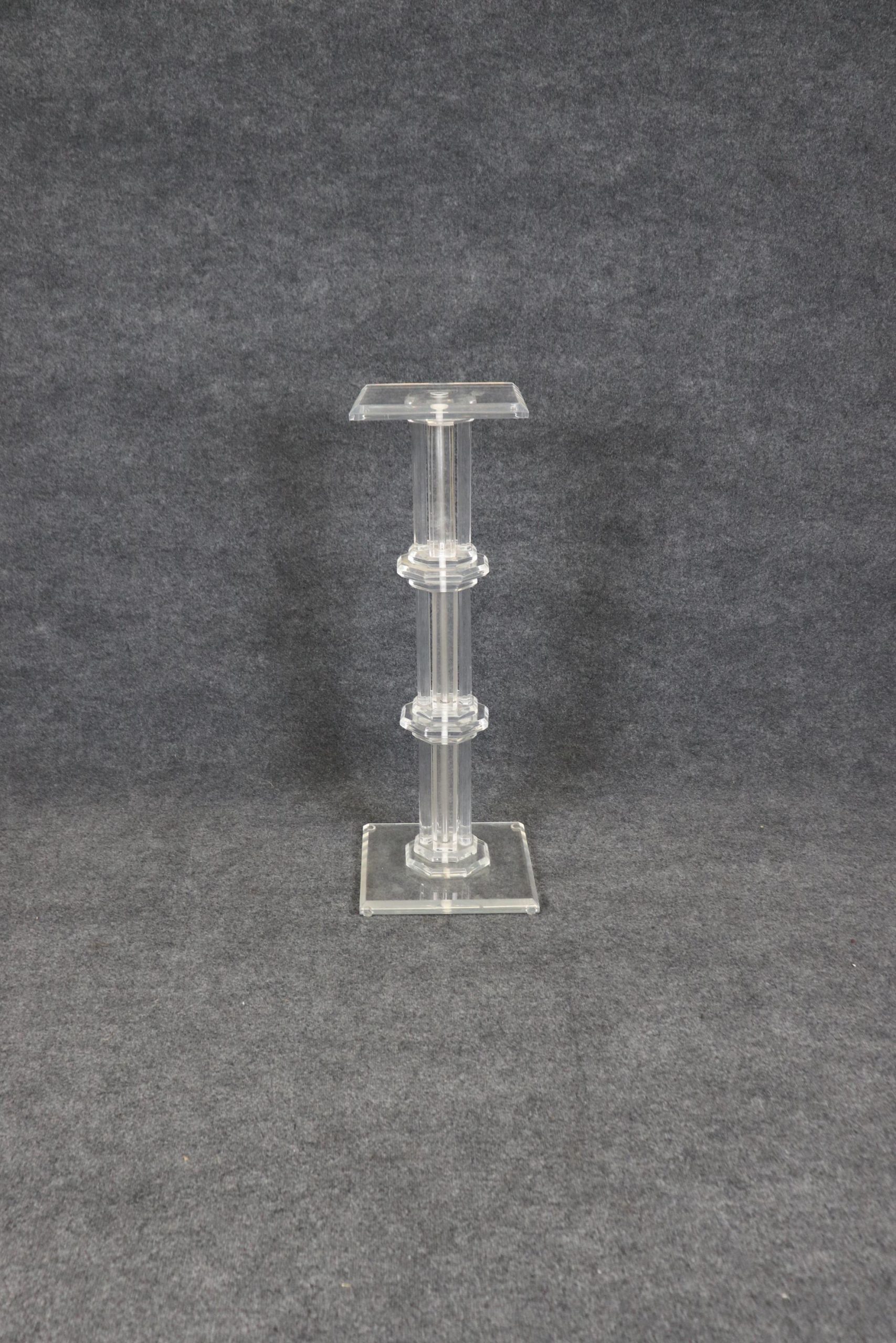 Vintage Lucite Pedestal Table: Mid Century Modern Accent Decor