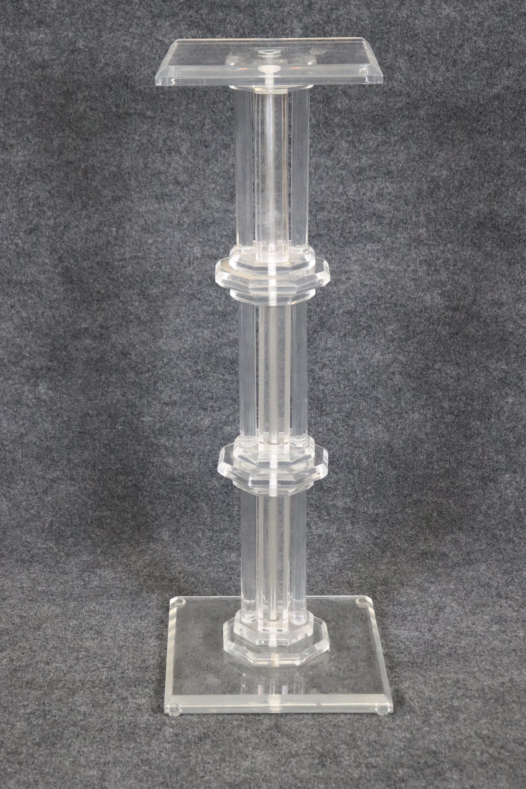 Vintage Lucite Pedestal Table: Mid Century Modern Accent Decor - Image 2