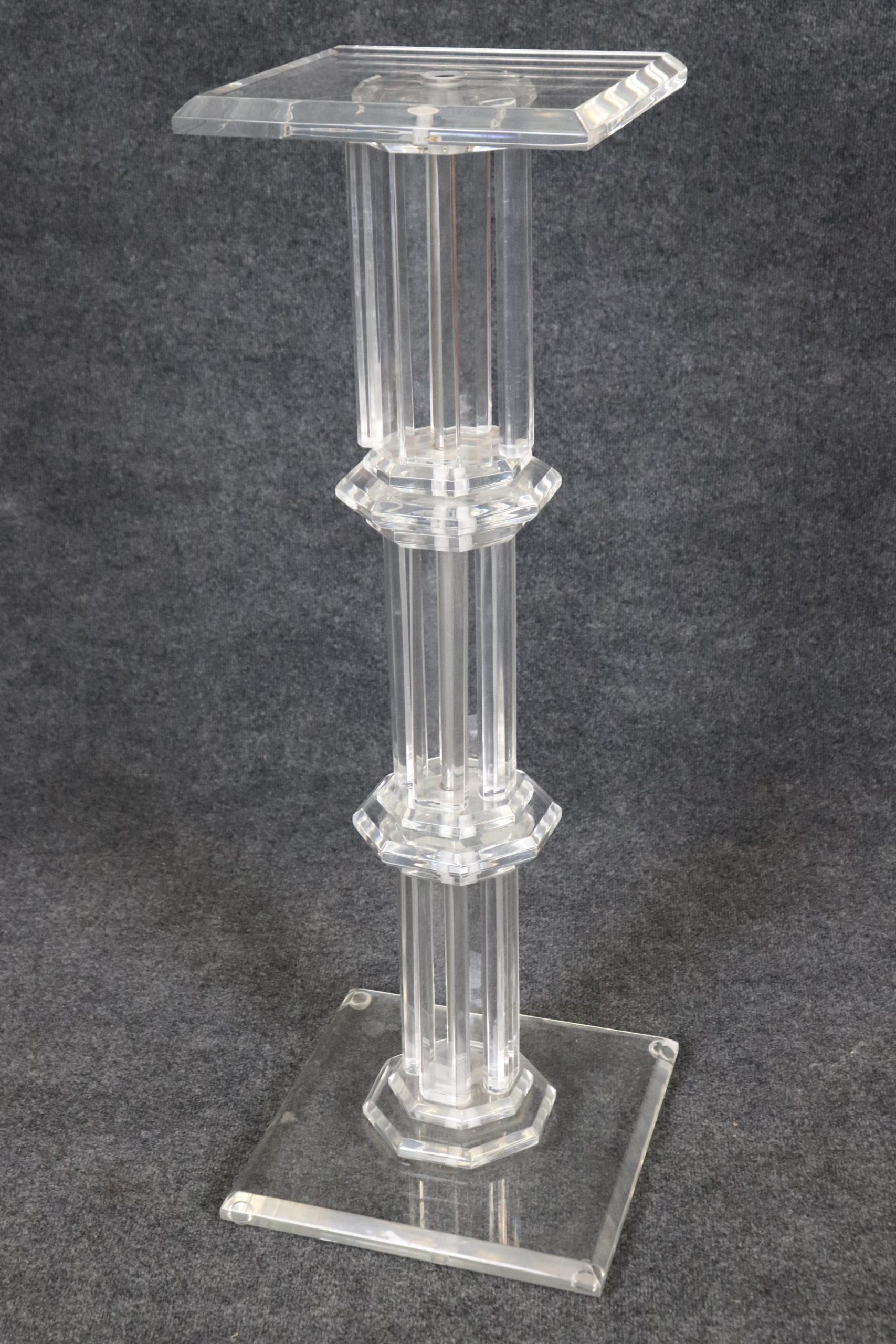 Vintage Lucite Pedestal Table: Mid Century Modern Accent Decor - Image 4