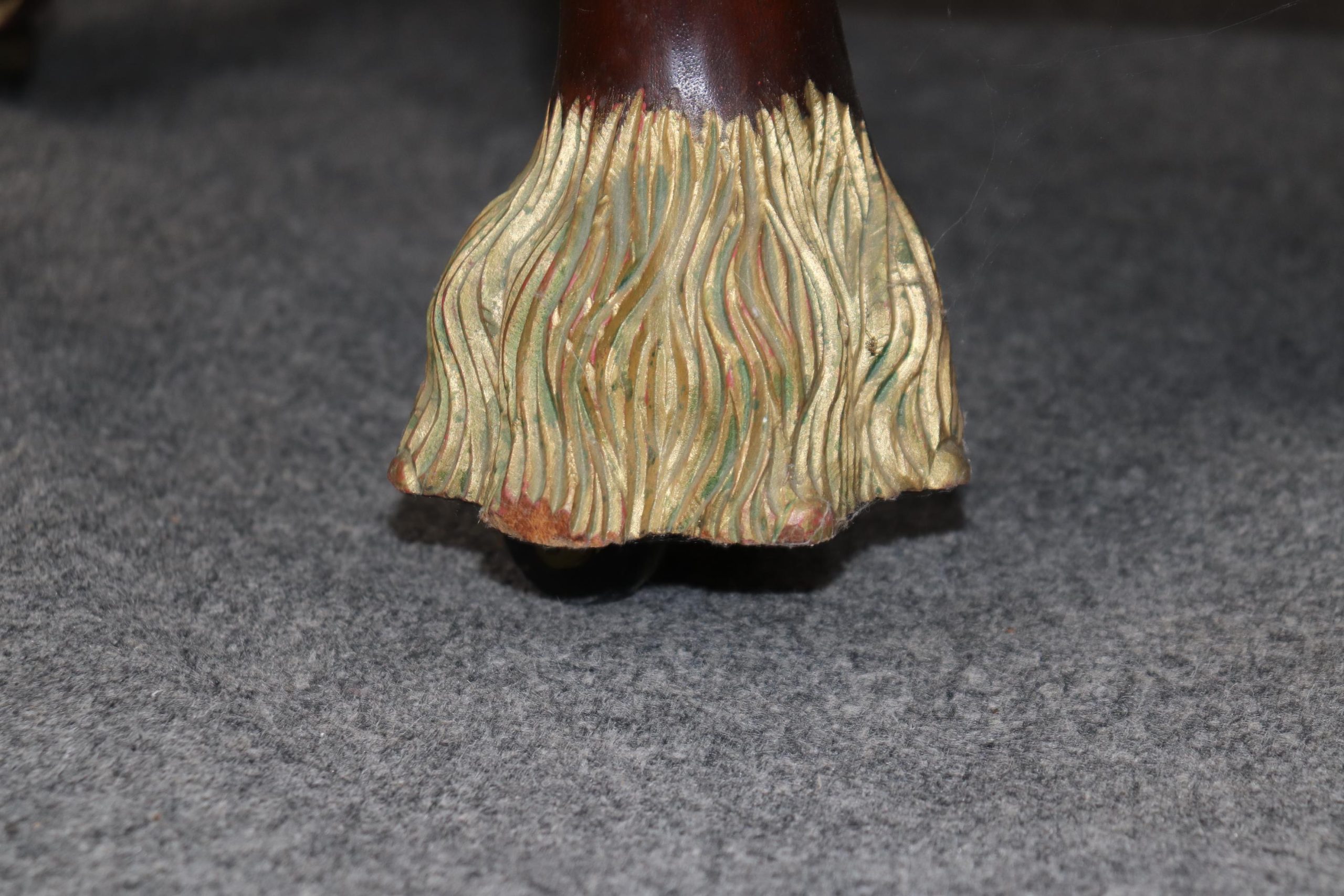 Vintage Regence Style Inlaid Center Table with Gold Rams Head - Image 7