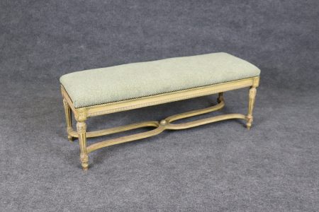 Antique Louis XVI Style Bench: Paint Decorated Entryway Bench