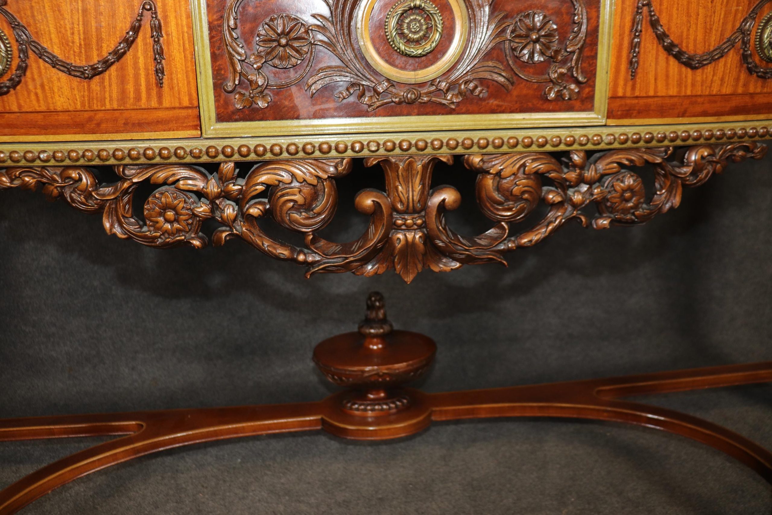 Vintage Adams Style Inlaid Console Table: Painted Satinwood Server - Image 10