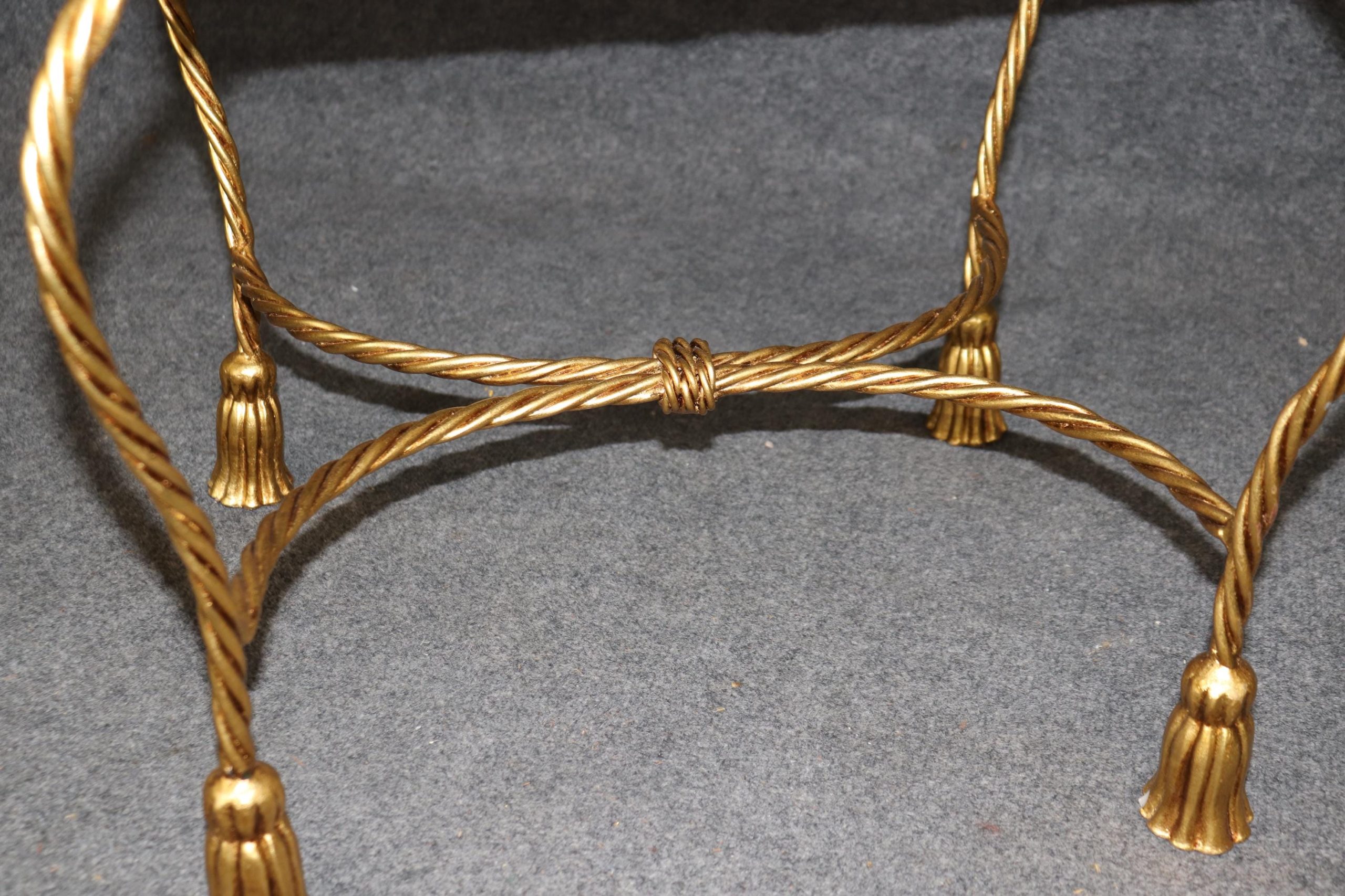 Vintage Italian Gilt Rope Twist Benches: Hollywood Regency Footstools - Image 7