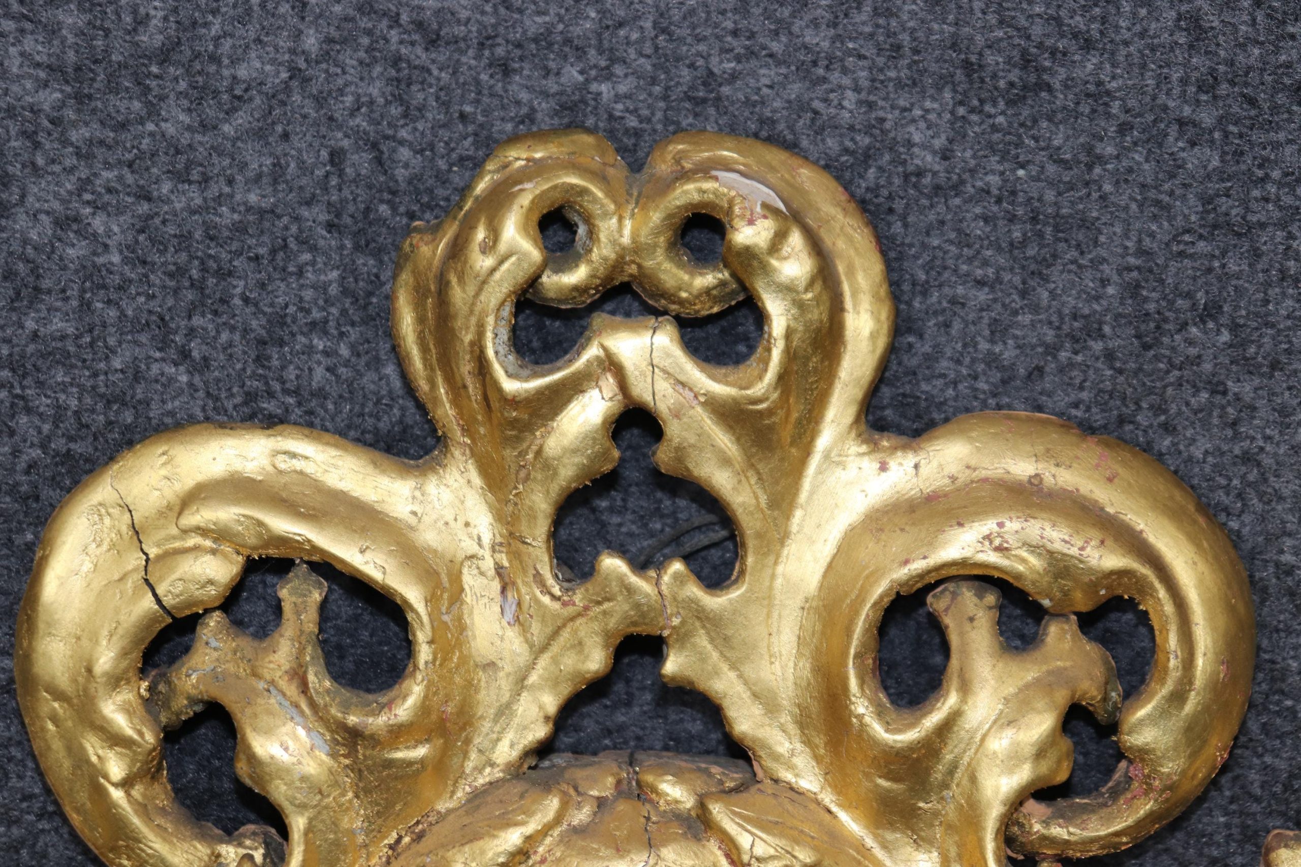 Antique Italian Gold Gilt Mirrors: Etched Glass Panel Pair - Image 7