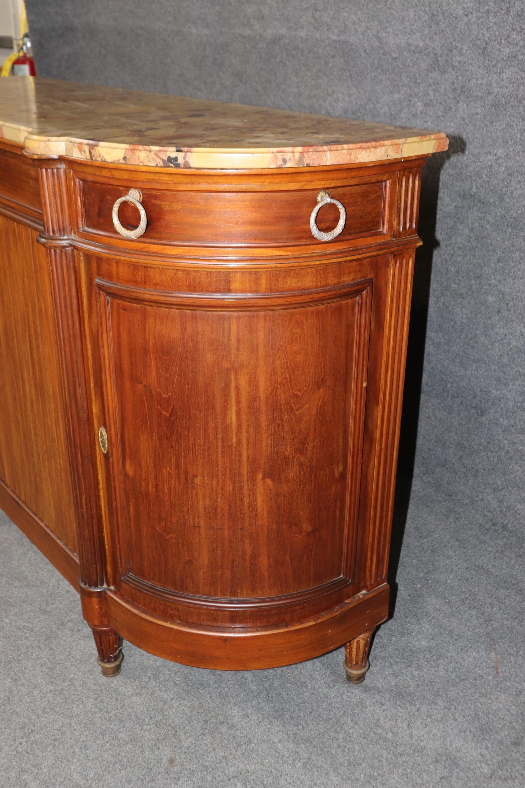 Antique French Louis XVI Style Marble Top Walnut Server - Image 3