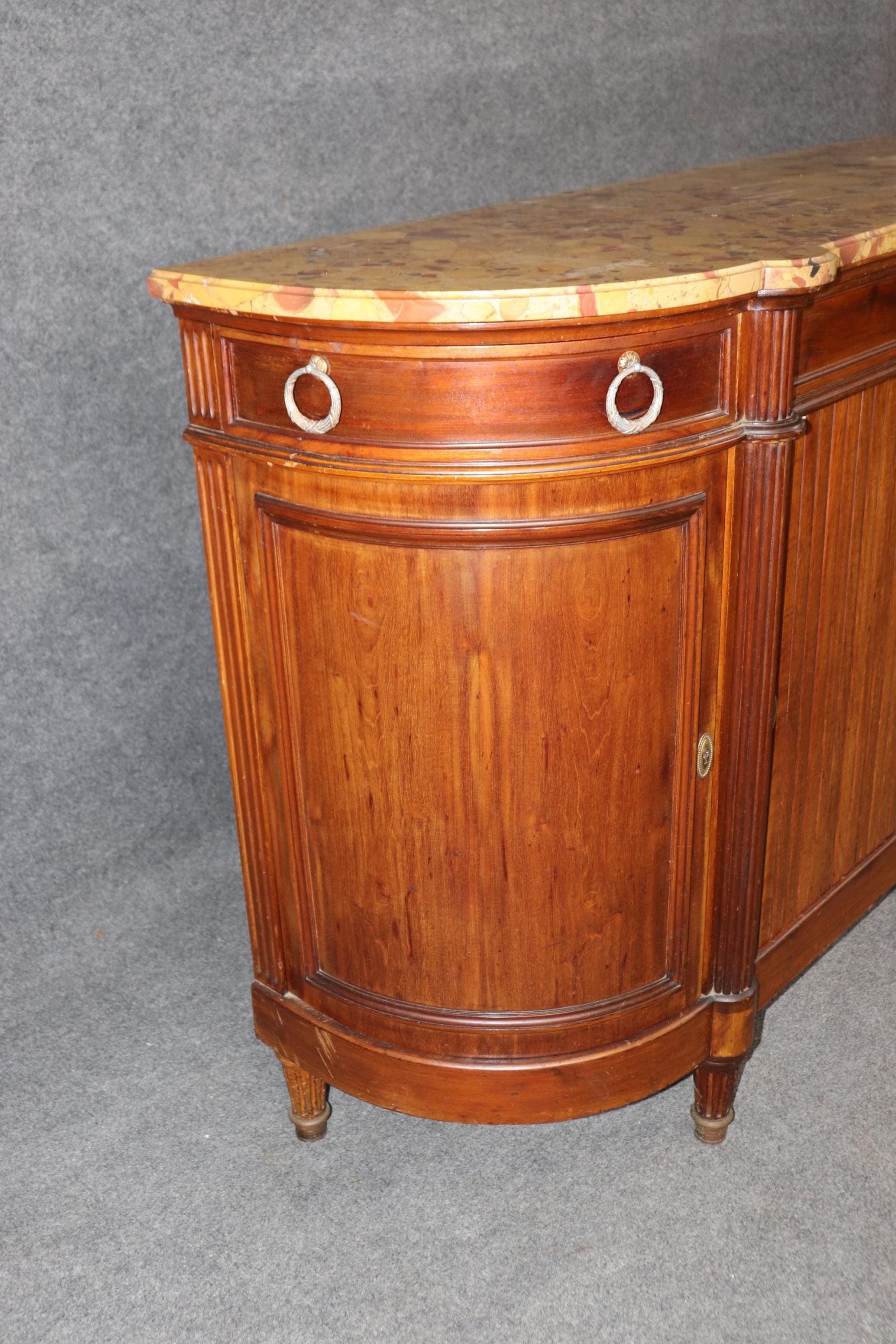 Antique French Louis XVI Style Marble Top Walnut Server - Image 4