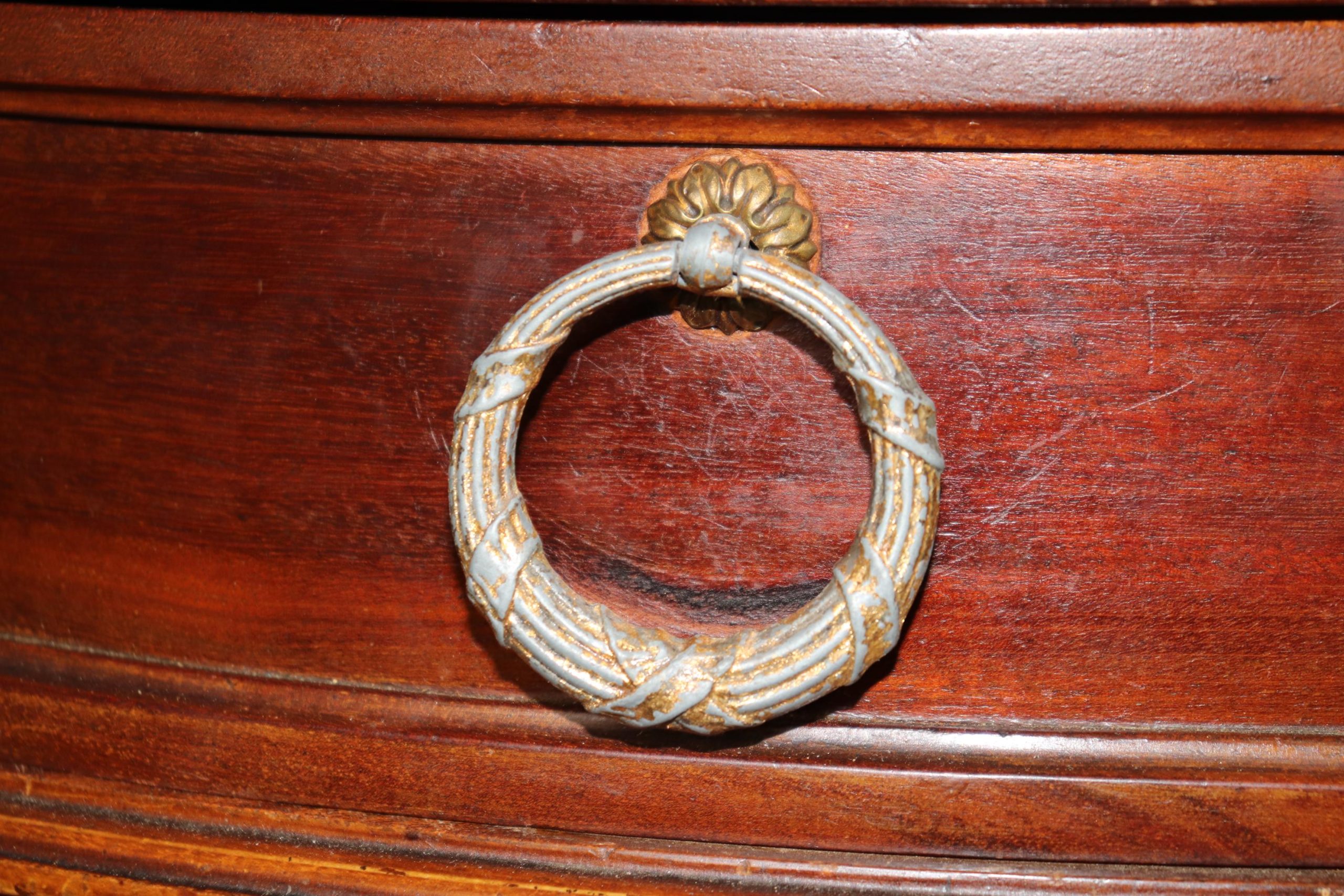 Antique French Louis XVI Style Marble Top Walnut Server - Image 8