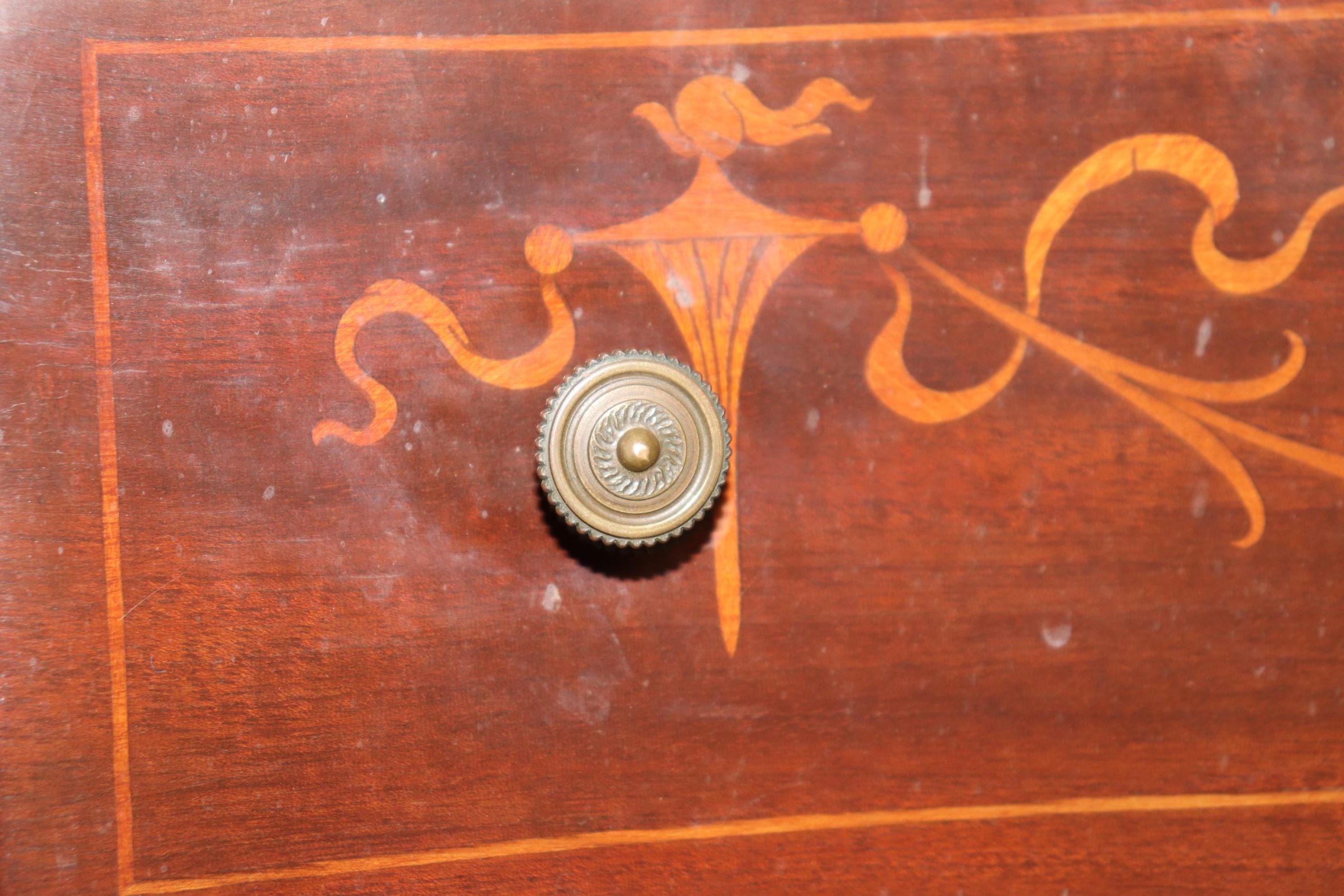 Antique Edwardian Inlaid Kidney Writing Desk with Drawers - Image 9